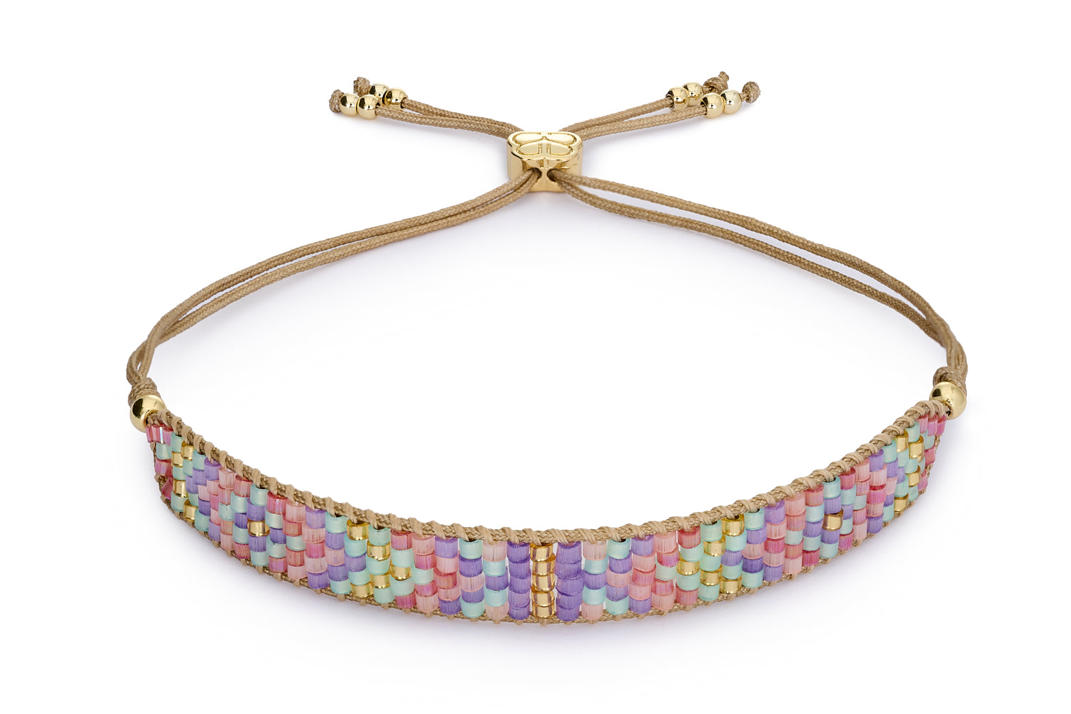 Lollipop Beaded Bracelet, a pastel Miyuki bead friendship bracelet by Boho Betty. Perfect for stacking and boho style.