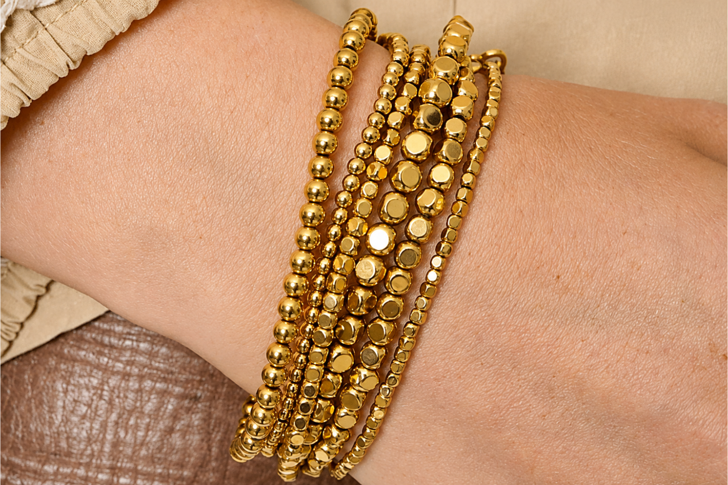 Lucia Gold 6 Layered Waterproof Bracelet Stack