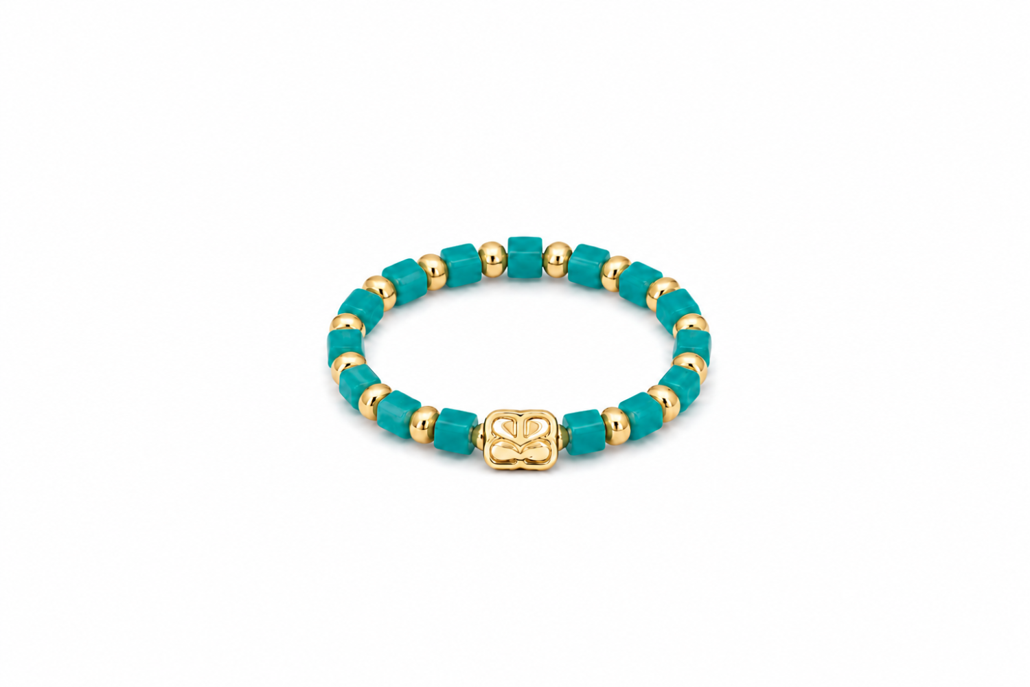 Mala Bright Amazonite Gold Waterproof Stretch Ring