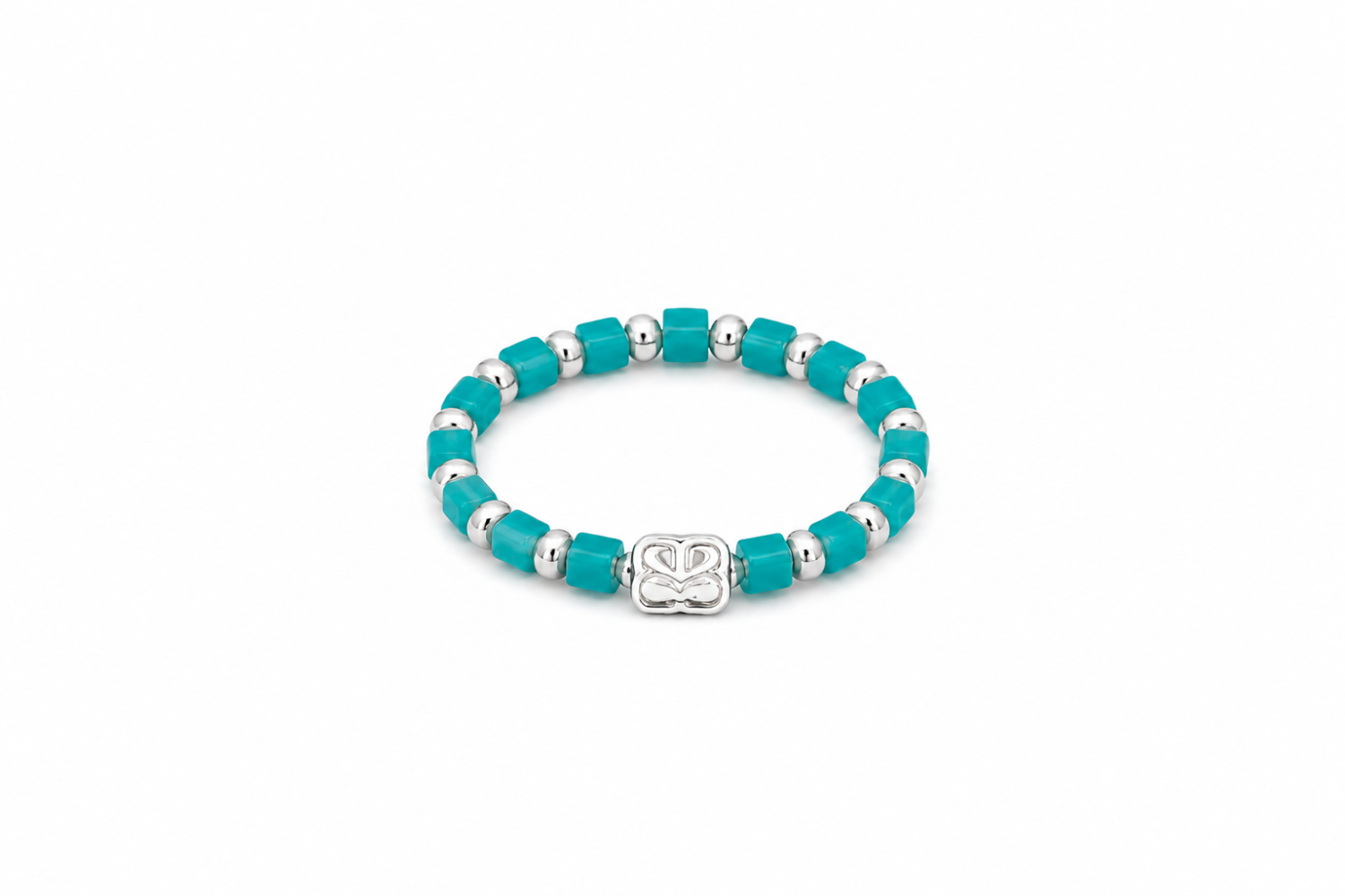 Mala Bright Amazonite Silver Waterproof Stretch Ring