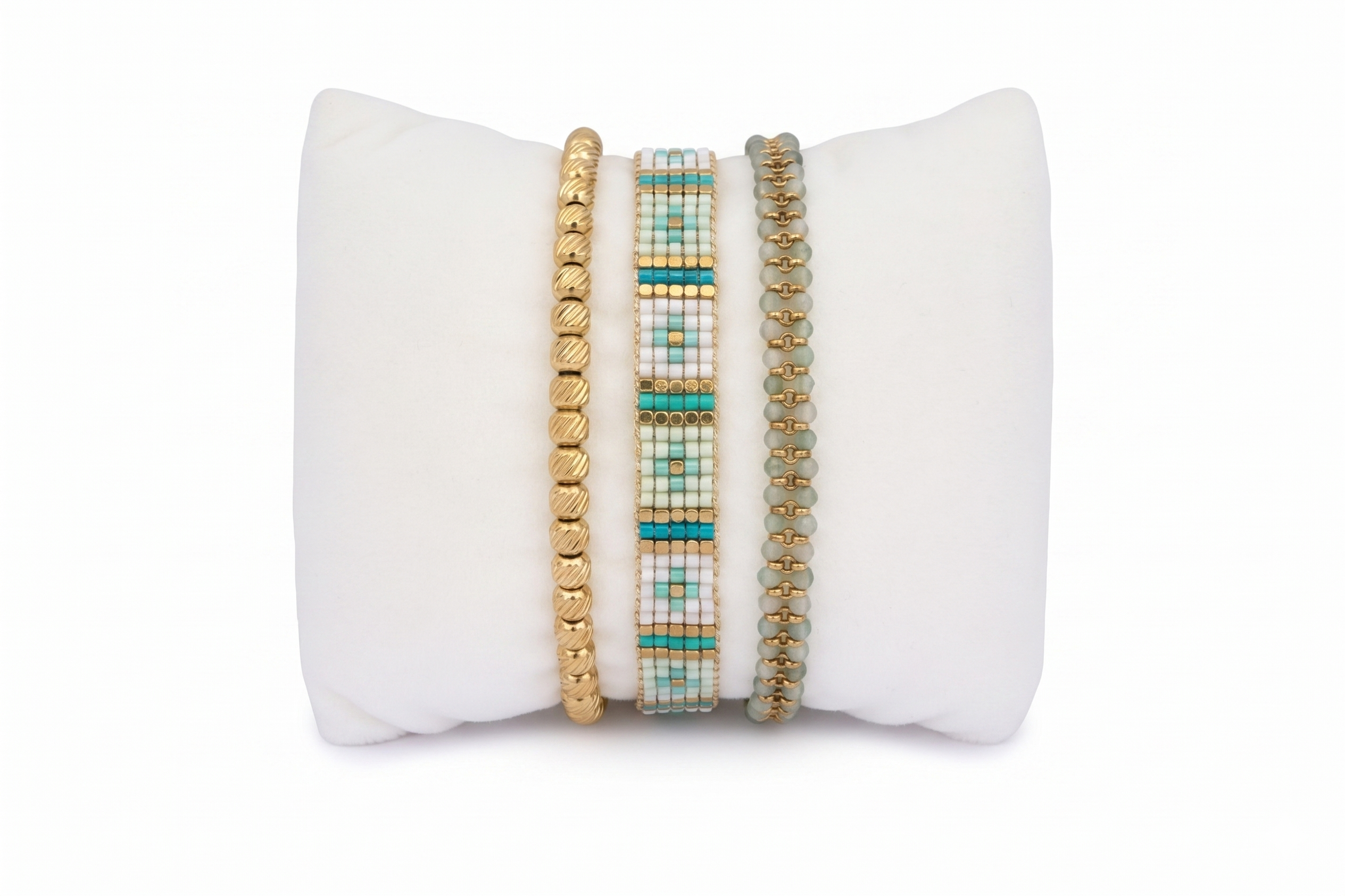 Borneo Green and Gold bracelet stack - Boho Betty