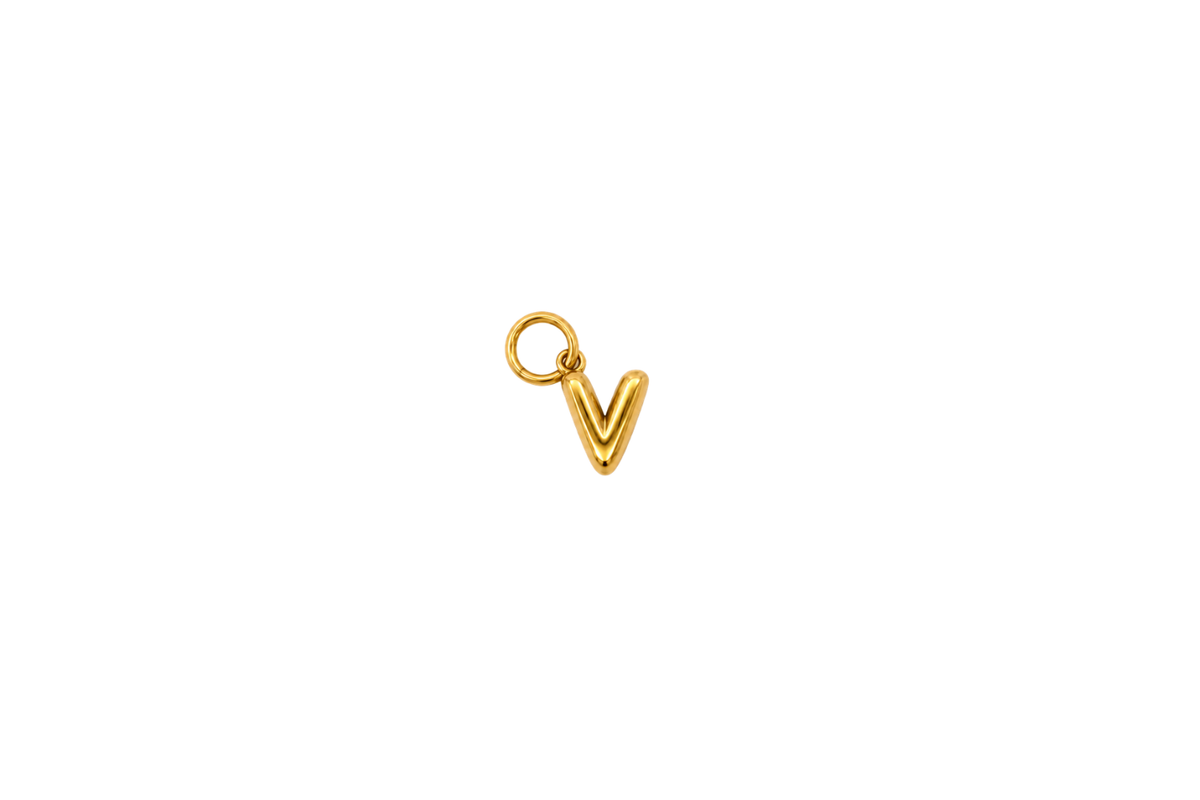 Mina Gold Initial Letter Charm - V