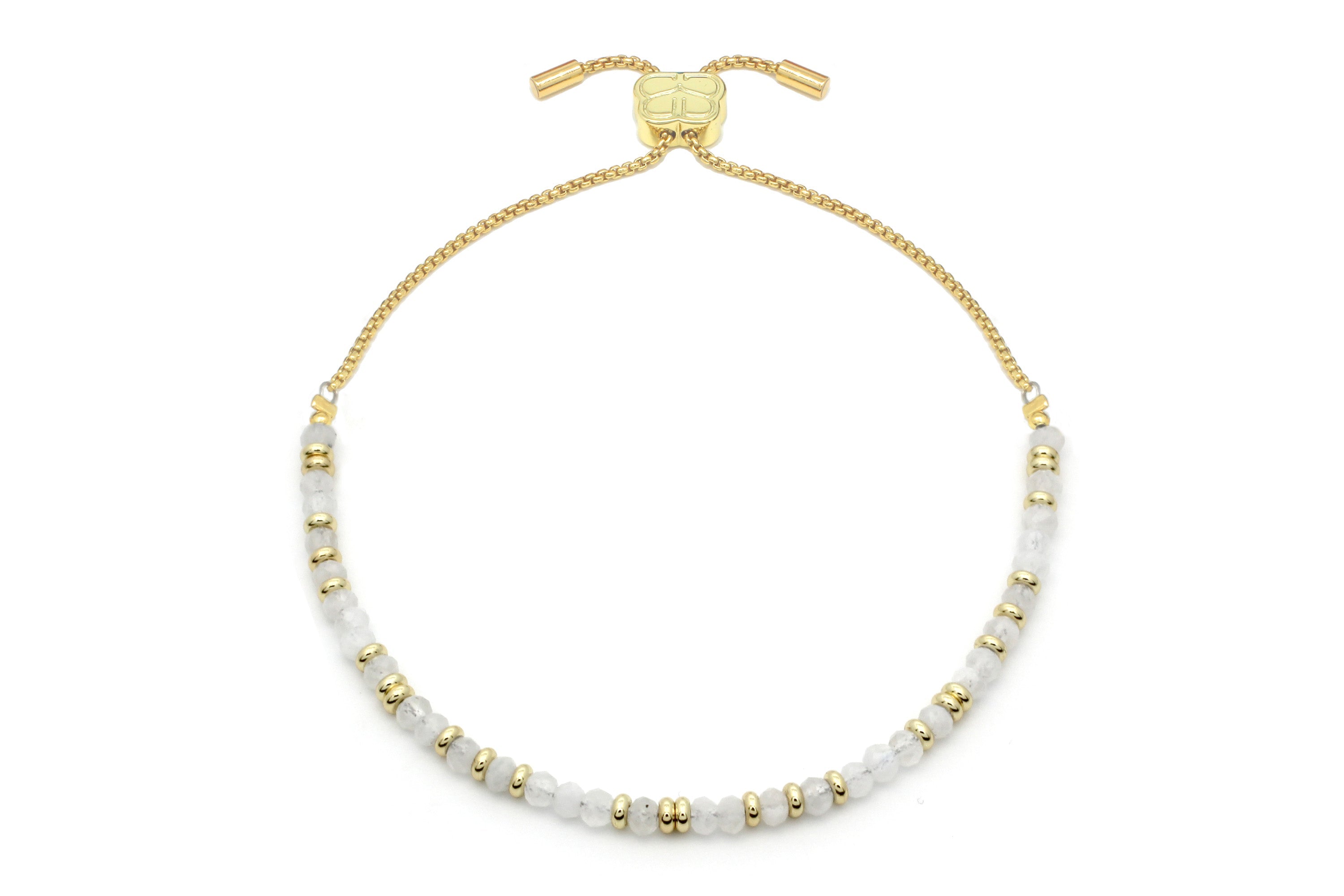 Cacata Rainbow Moonstone & Gold Stacking Bracelets