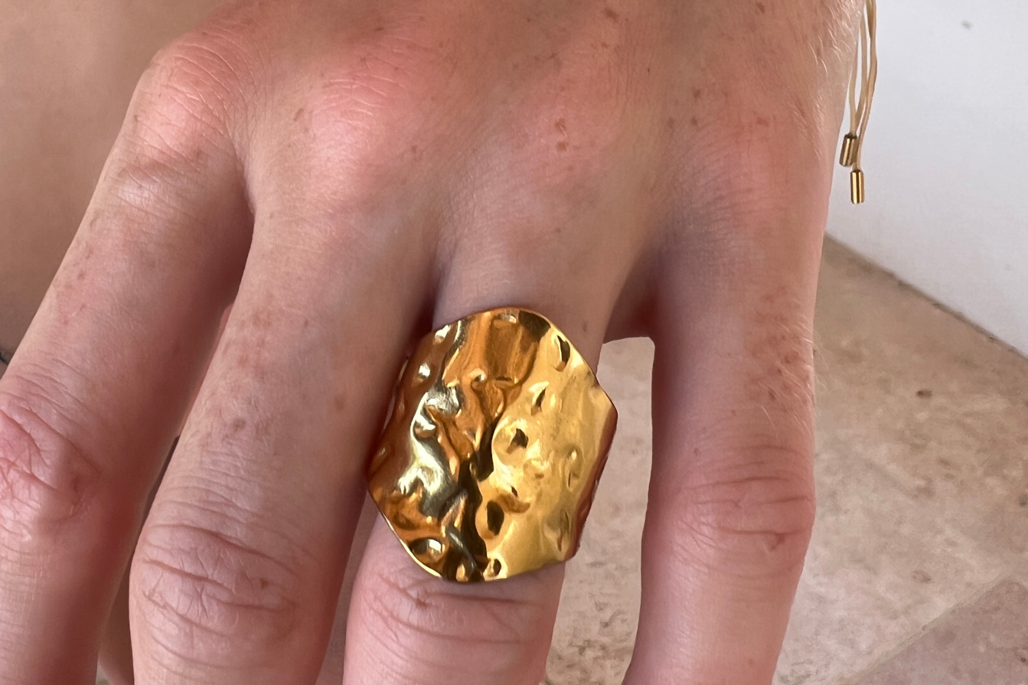 Nahla Hammered Gold Adjustable Ring
