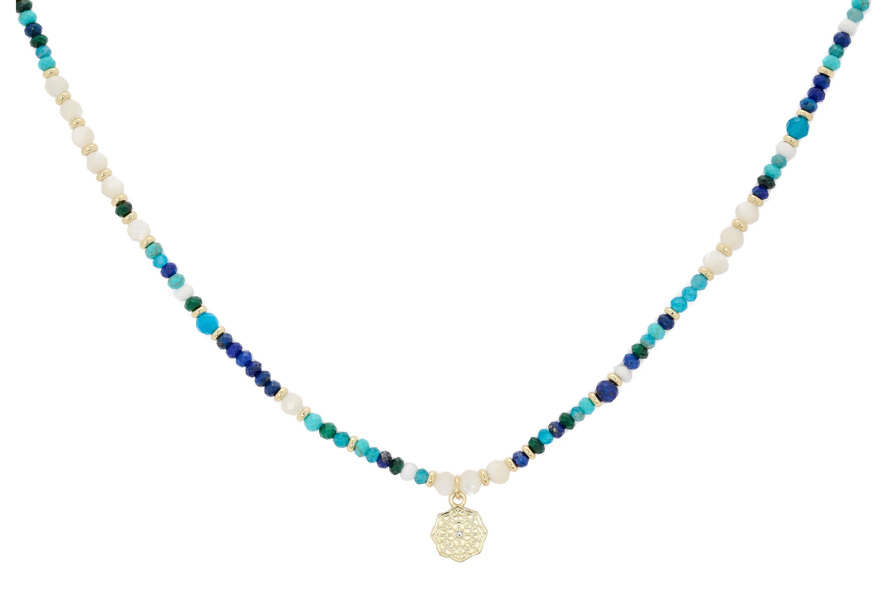 Anansa Turquoise and Lapis Gold Gemstone Necklace #color_Gold