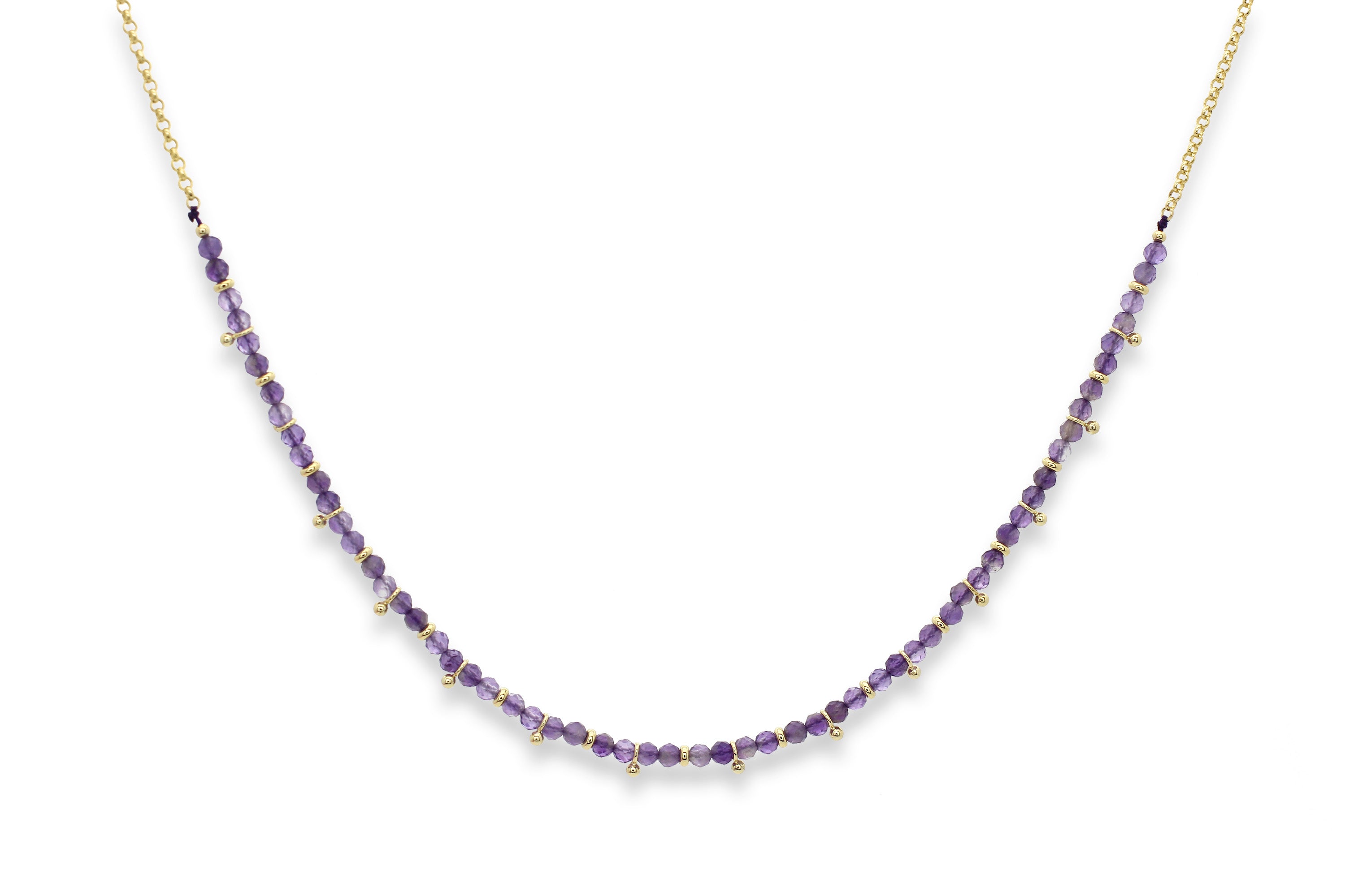 Salus Amethyst Gemstone Gold Necklace #color_Gold