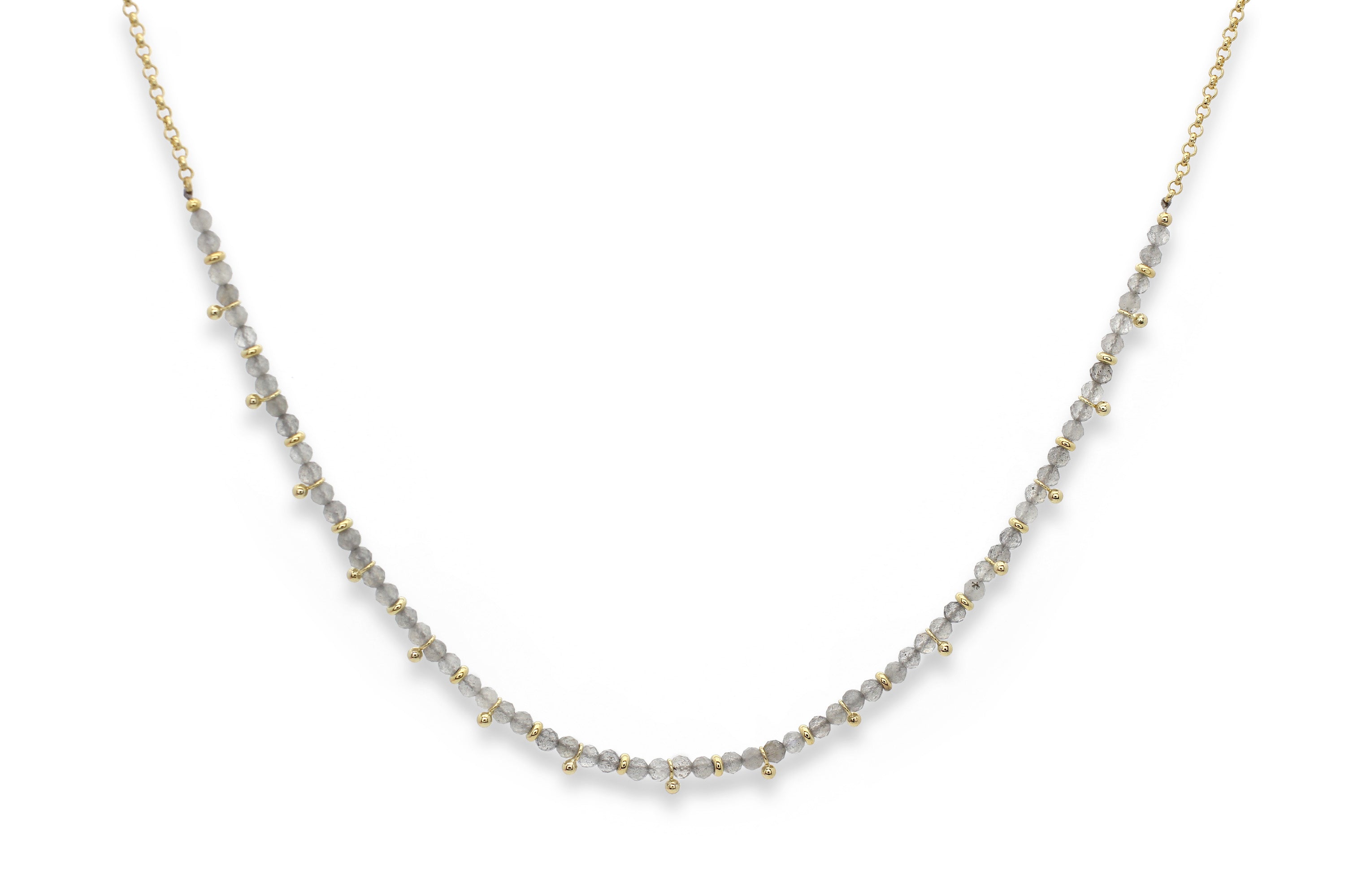 Salus Labradorite Gemstone Gold Necklace - Boho Betty