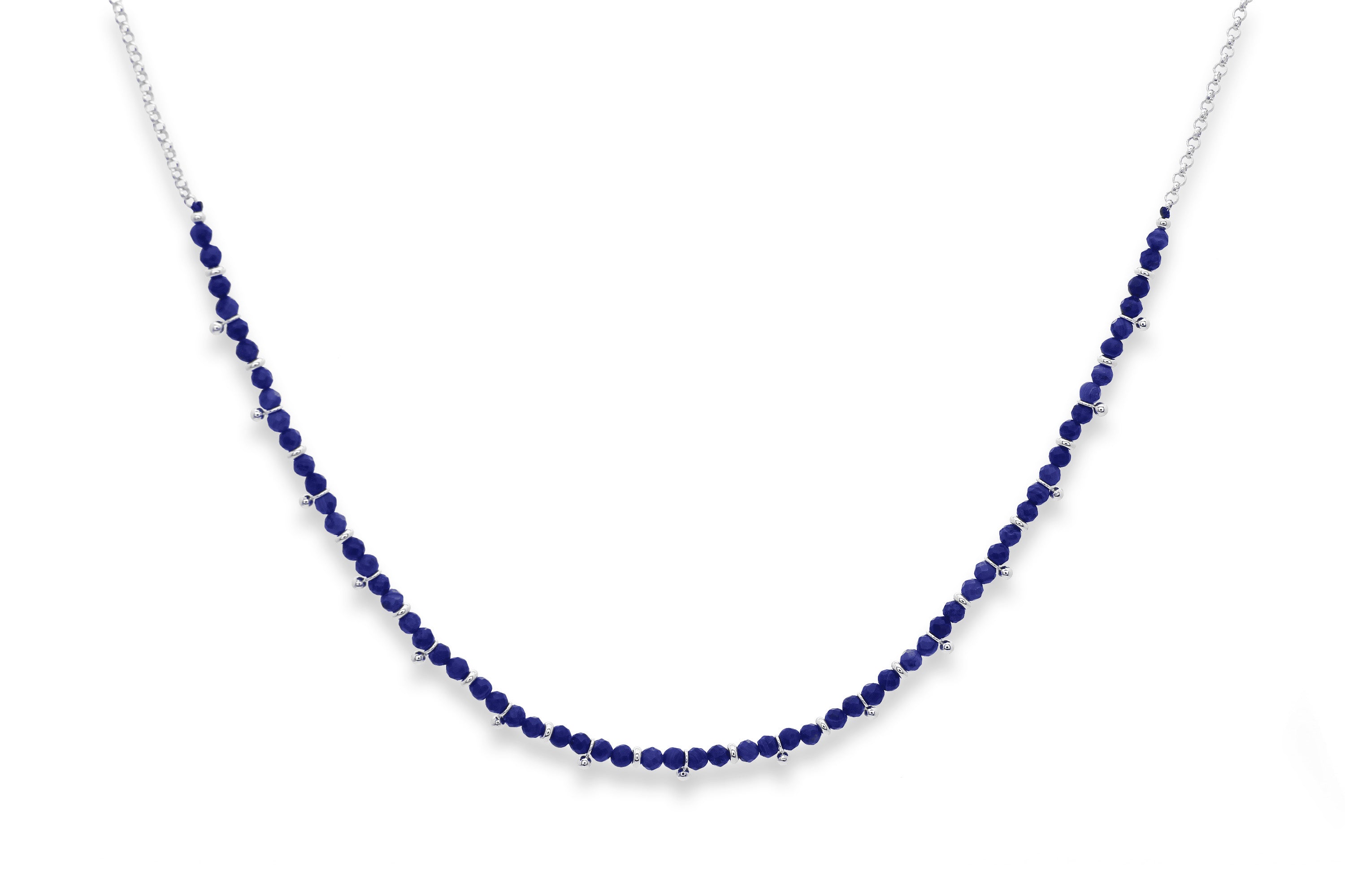 Salus Lapis Lazuli Gemstone Silver Necklace #color_Silver