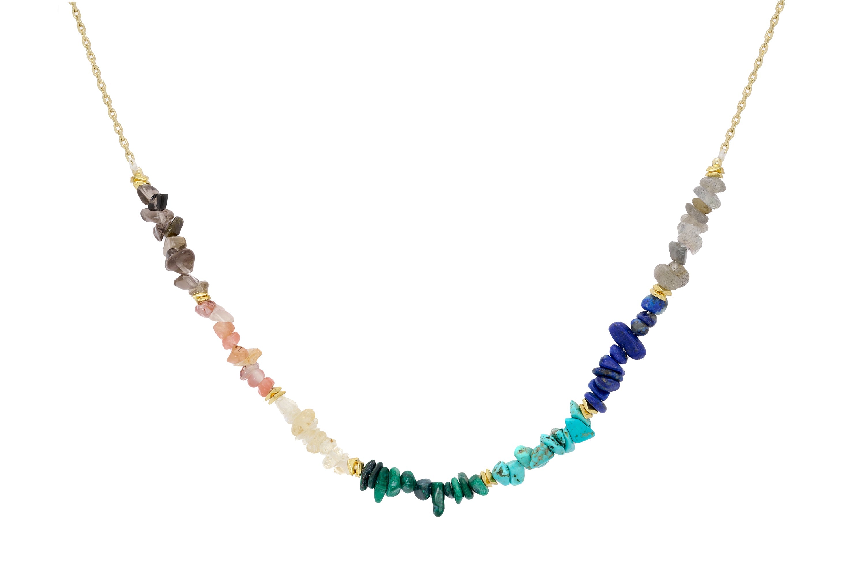 Unity Rough Cut Gemstone Gold Necklace #color_Gold