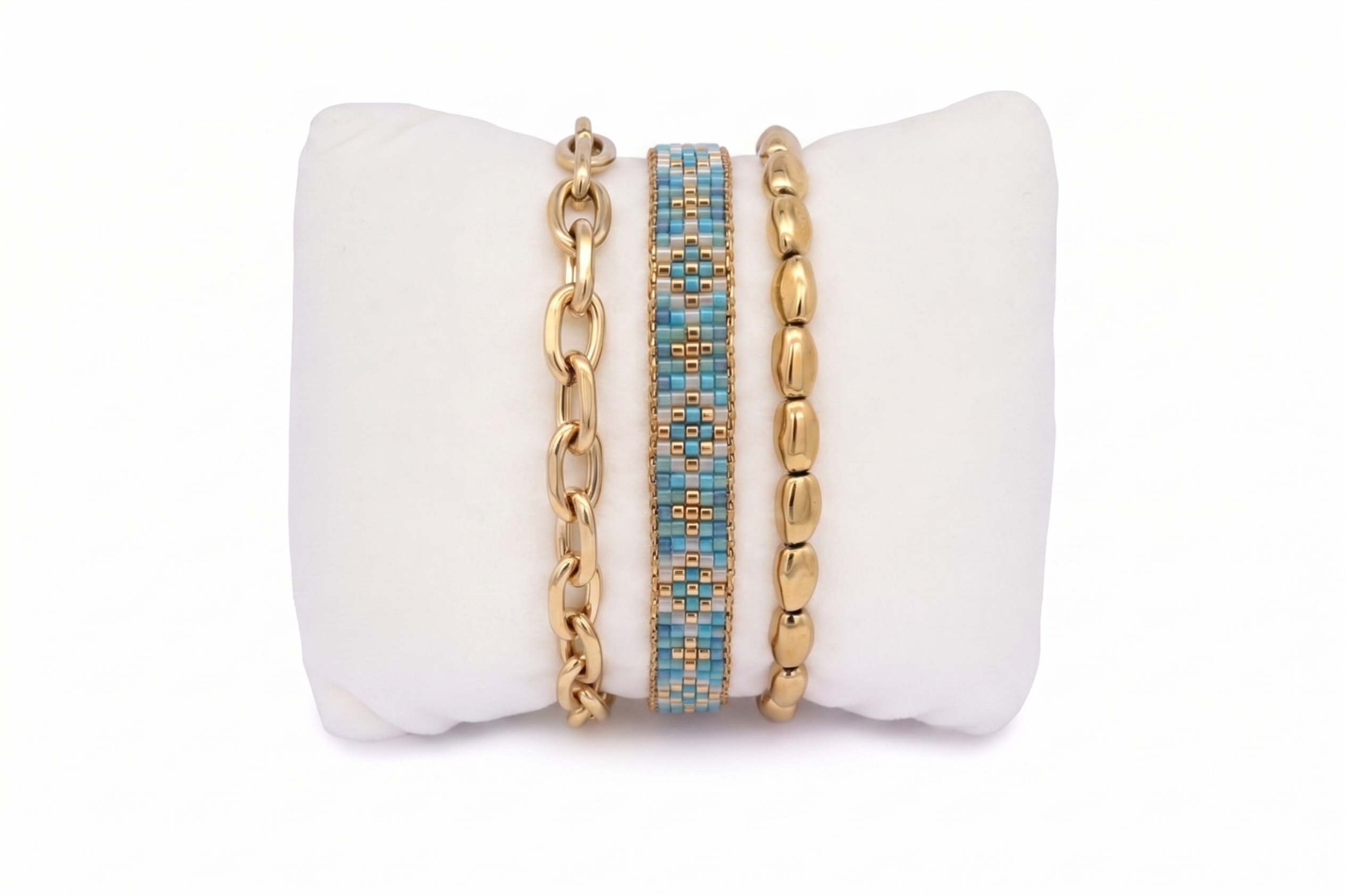 Malapascua Blue and Gold Bracelet Stack - Boho Betty