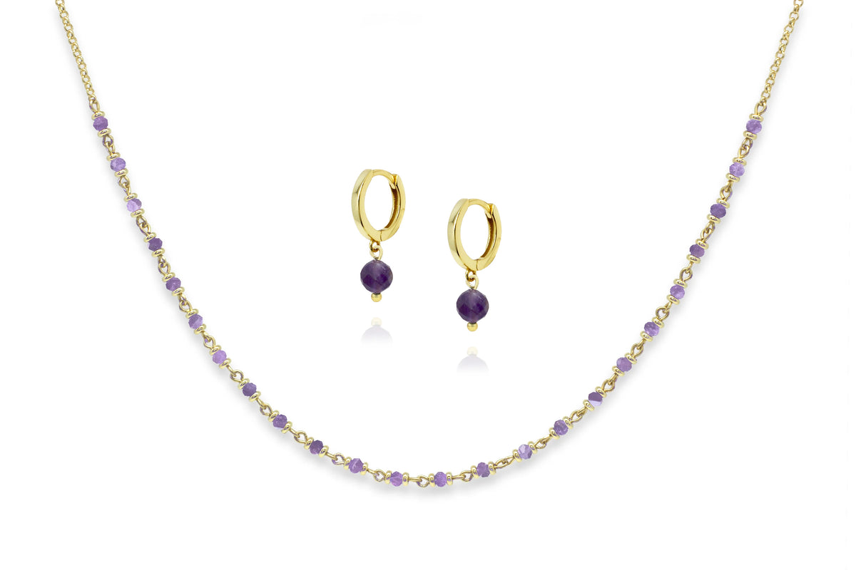 Panacea Amethyst Gold Necklace & Earring Gift Set