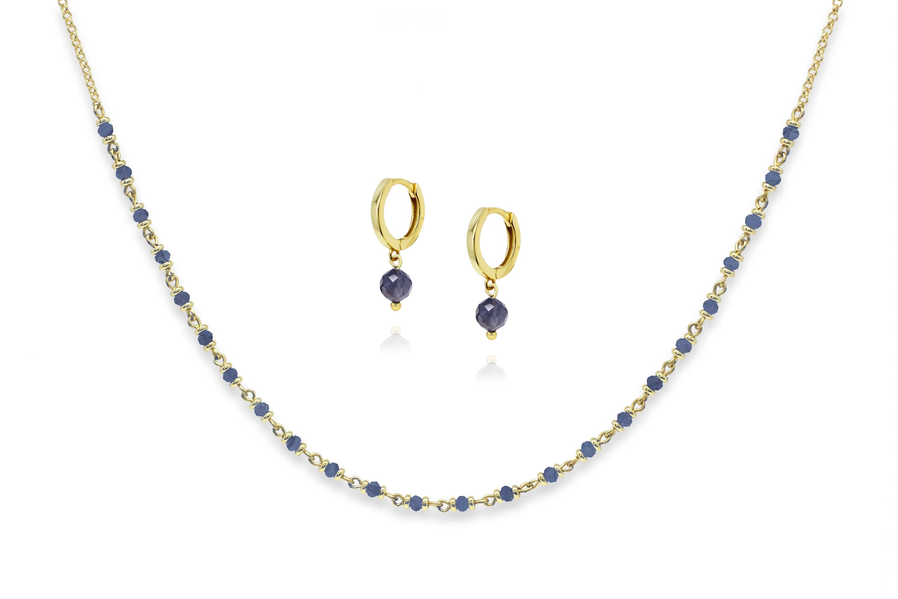 Panacea Gold Necklace & Earring Gift Set  #color_iolite