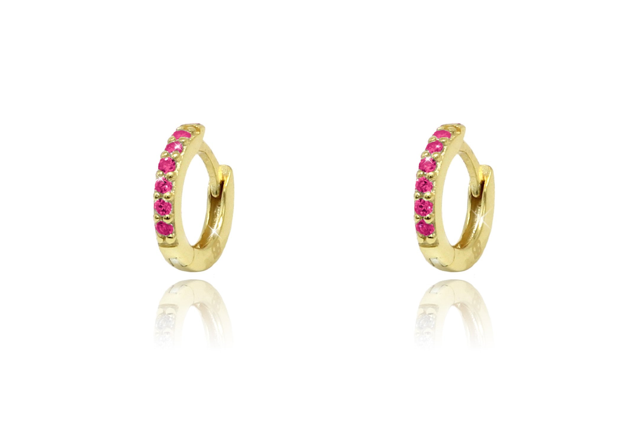 Reddy Ruby Gold Sterling Silver Huggies - Boho Betty