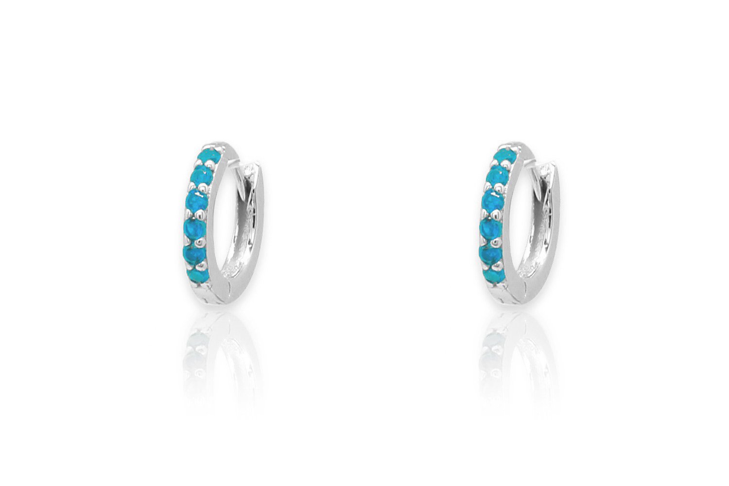 Reddy TurquoiseSilver Huggie Earrings #color_silver