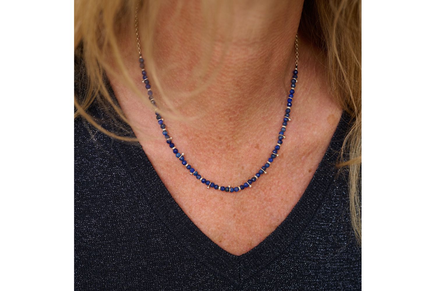 Salus Lapis Lazuli Gemstone Silver Necklace - Boho Betty