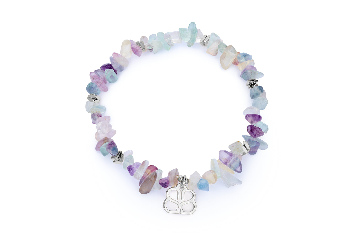 Sana Rainbow Fluorite & Silver Gemstone Bracelet - Boho Betty