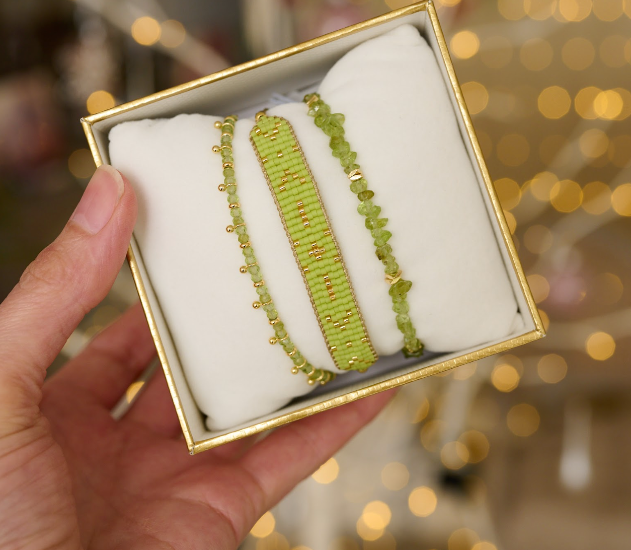 Batiki Peridot & Gold Stacking Bracelet - Boho Betty