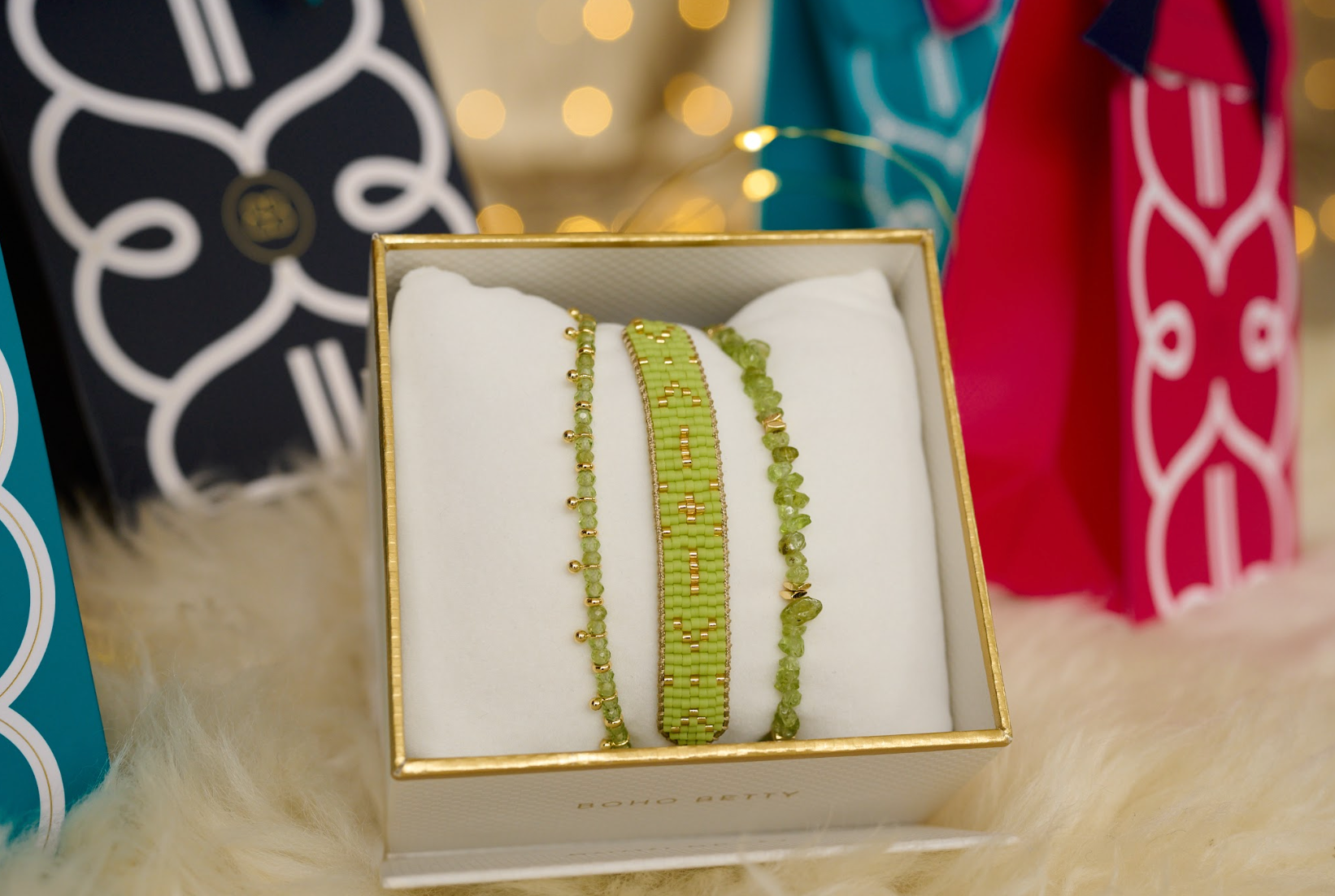 Batiki Peridot & Gold Stacking Bracelet - Boho Betty
