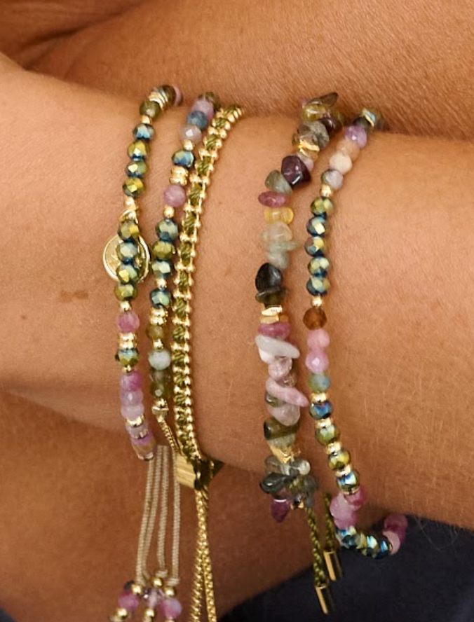 Majuli Gold & Tourmaline Stacking Bracelet - Boho Betty