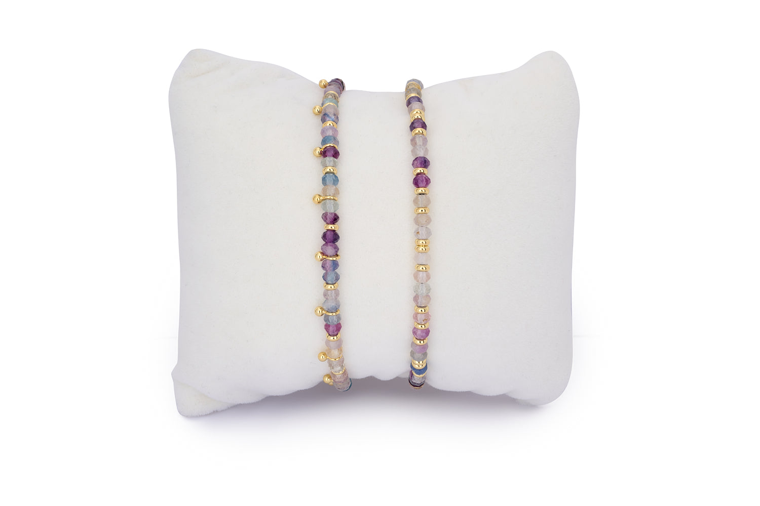 Serenity Rainbow Fluorite Gold Stacking Bracelet - Boho Betty