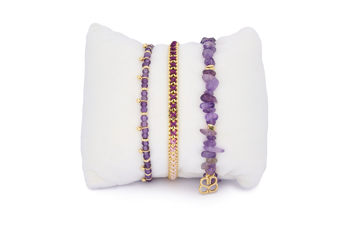 Seychelles Amethyst & Gold Stacking Bracelet - Boho Betty