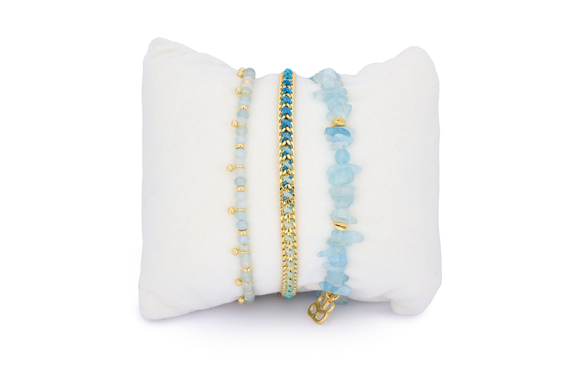 Seychelles Aquamarine & Gold Stacking Bracelet