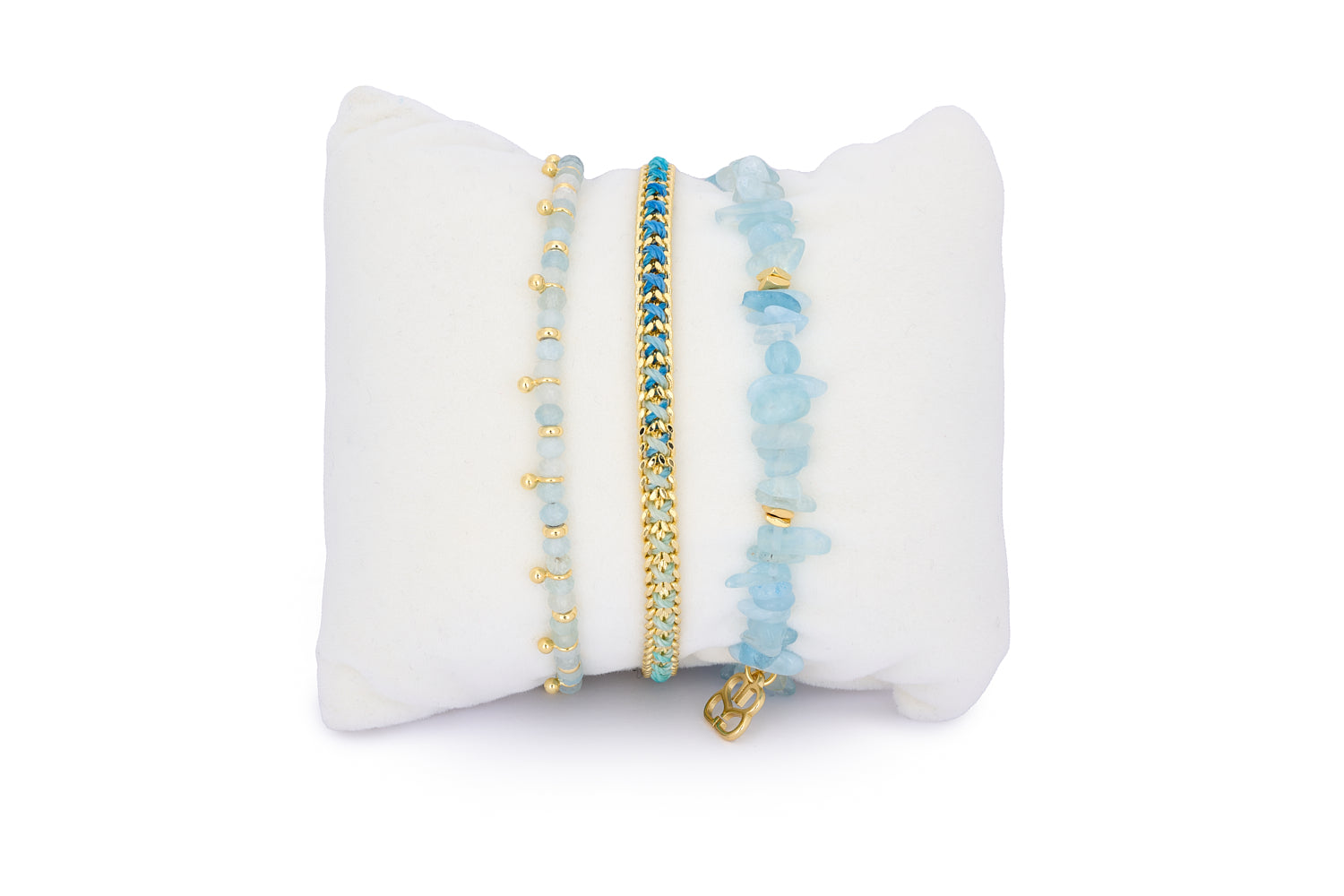 Seychelles Aquamarine & Gold Stacking Bracelet - Boho Betty