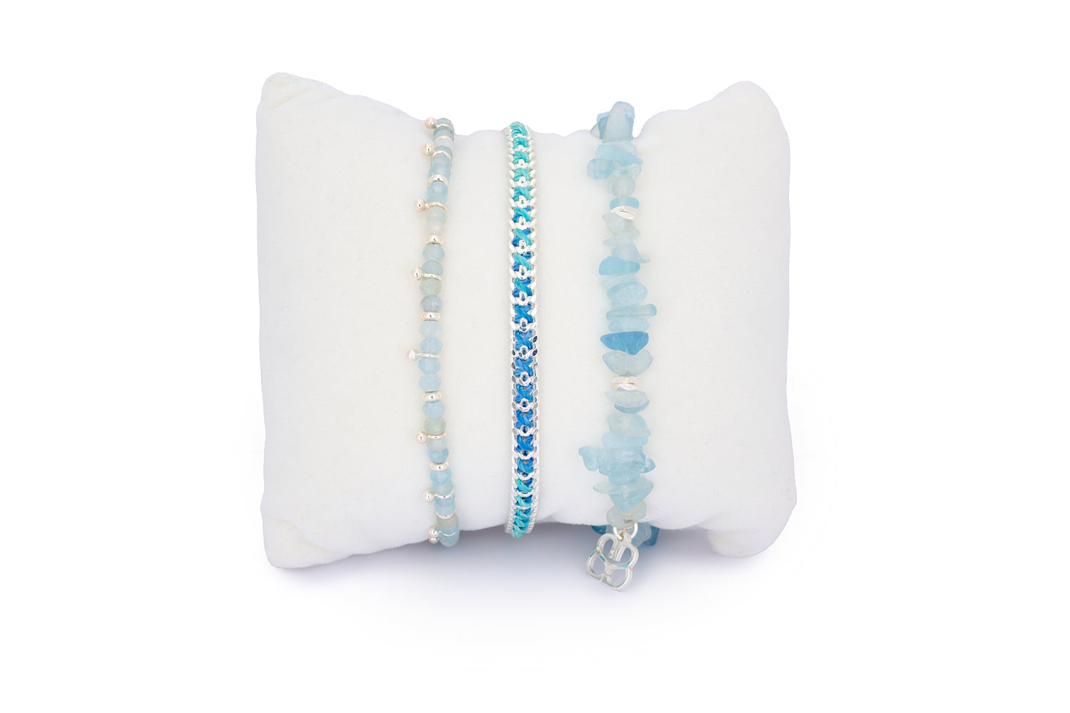Seychelles Aquamarine & Silver Stacking Bracelet - Boho Betty