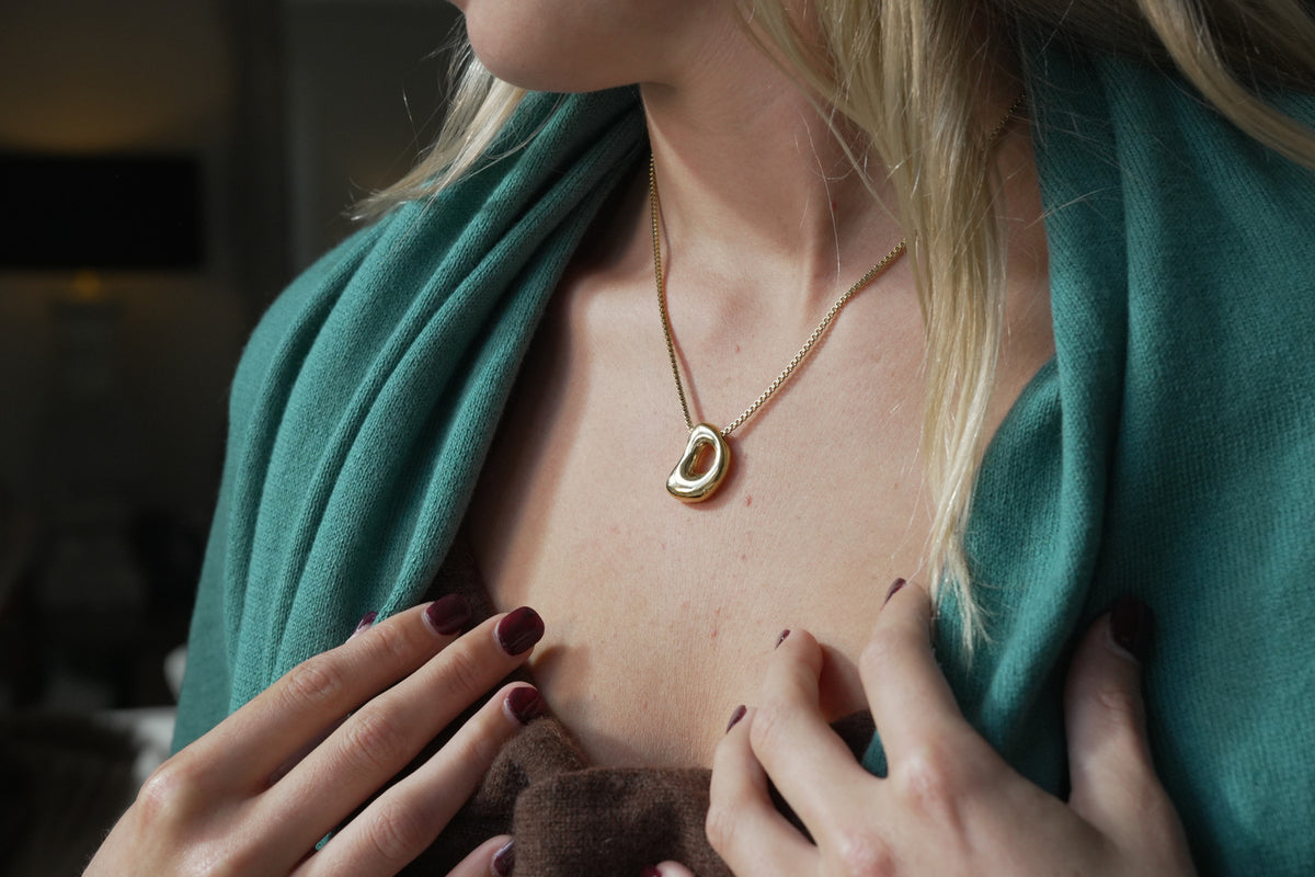 Sola waterproof gold initial letter D necklace by Boho Betty – a personalised gold initial D pendant on a box chain