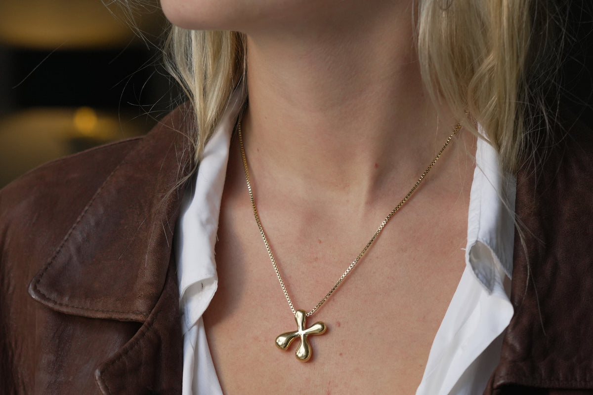 Sola waterproof gold initial letter X necklace by Boho Betty – a sculpted 14k gold PVD letter X pendant, a gift for her