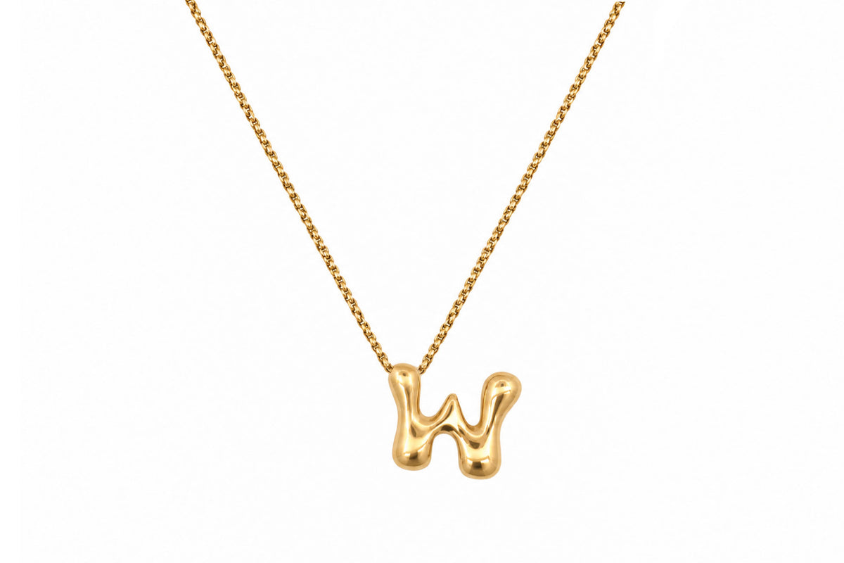 Sola Gold Initial Letter Necklace - W