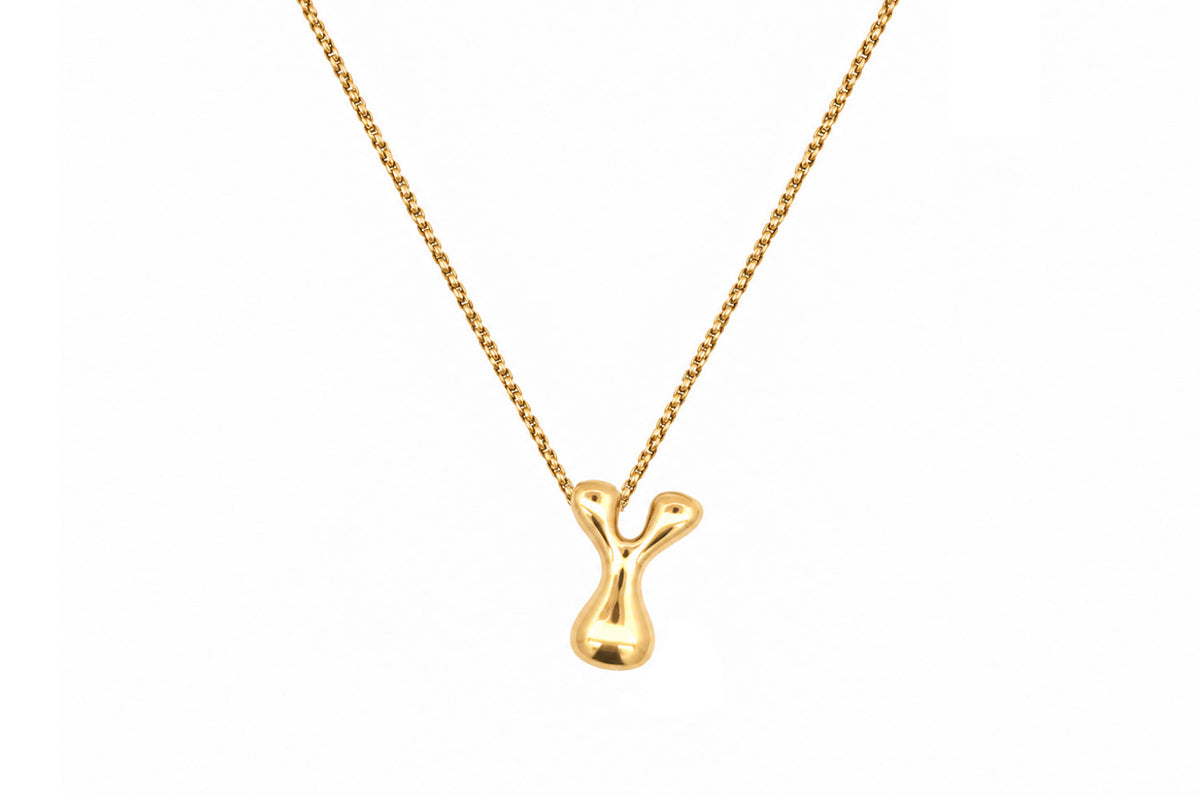 Sola Gold Initial Letter Necklace - Y