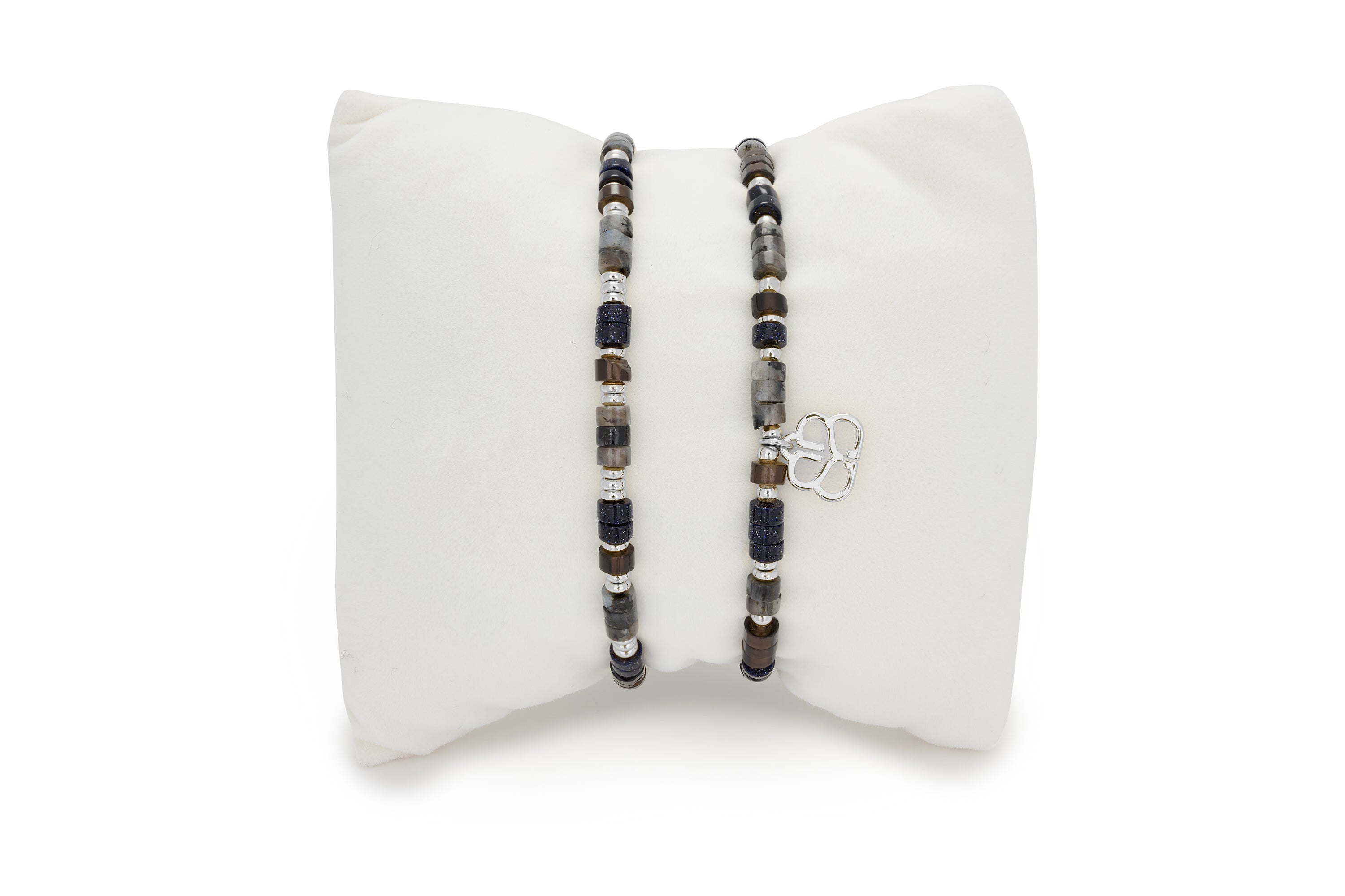 Gina Grey Silver Bracelet Stack #color_grey