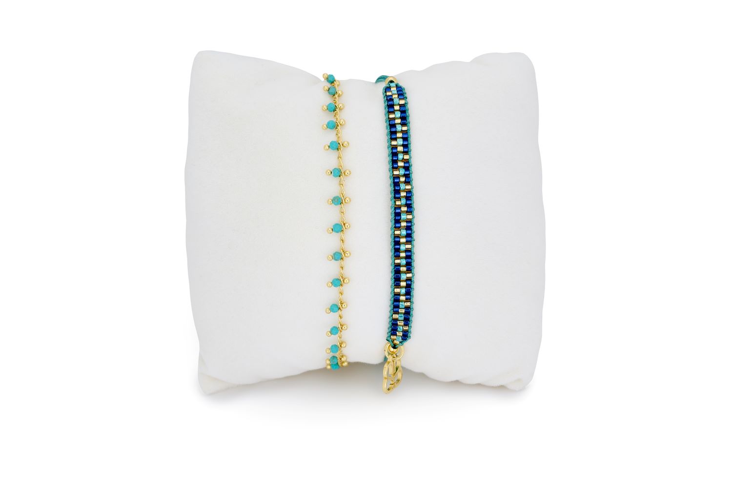 Capri Blue 2 Layered Bracelet Stack - Boho Betty