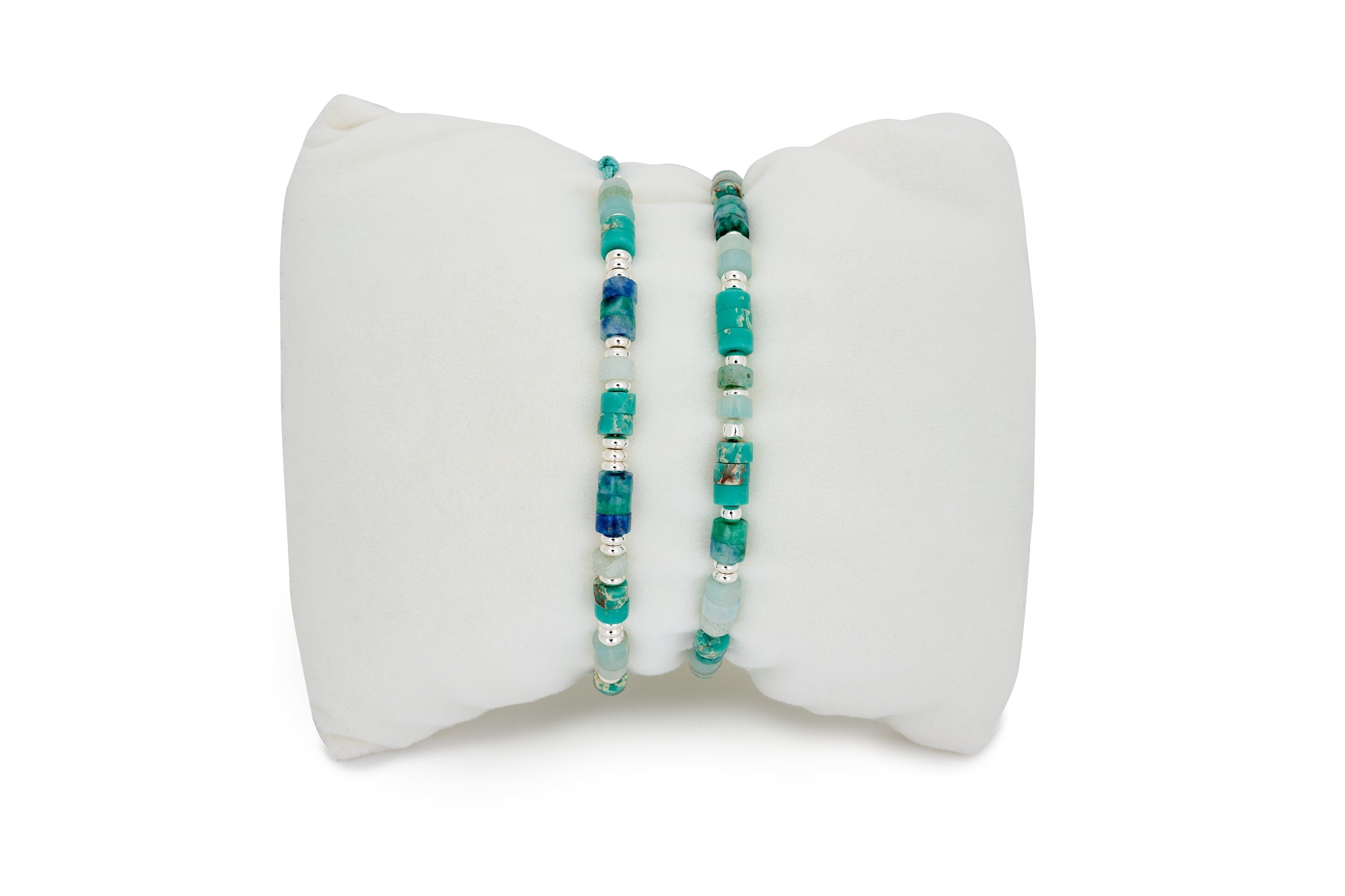 Gina 2 Layer Gemstone Bracelet Stack #color_turquoise