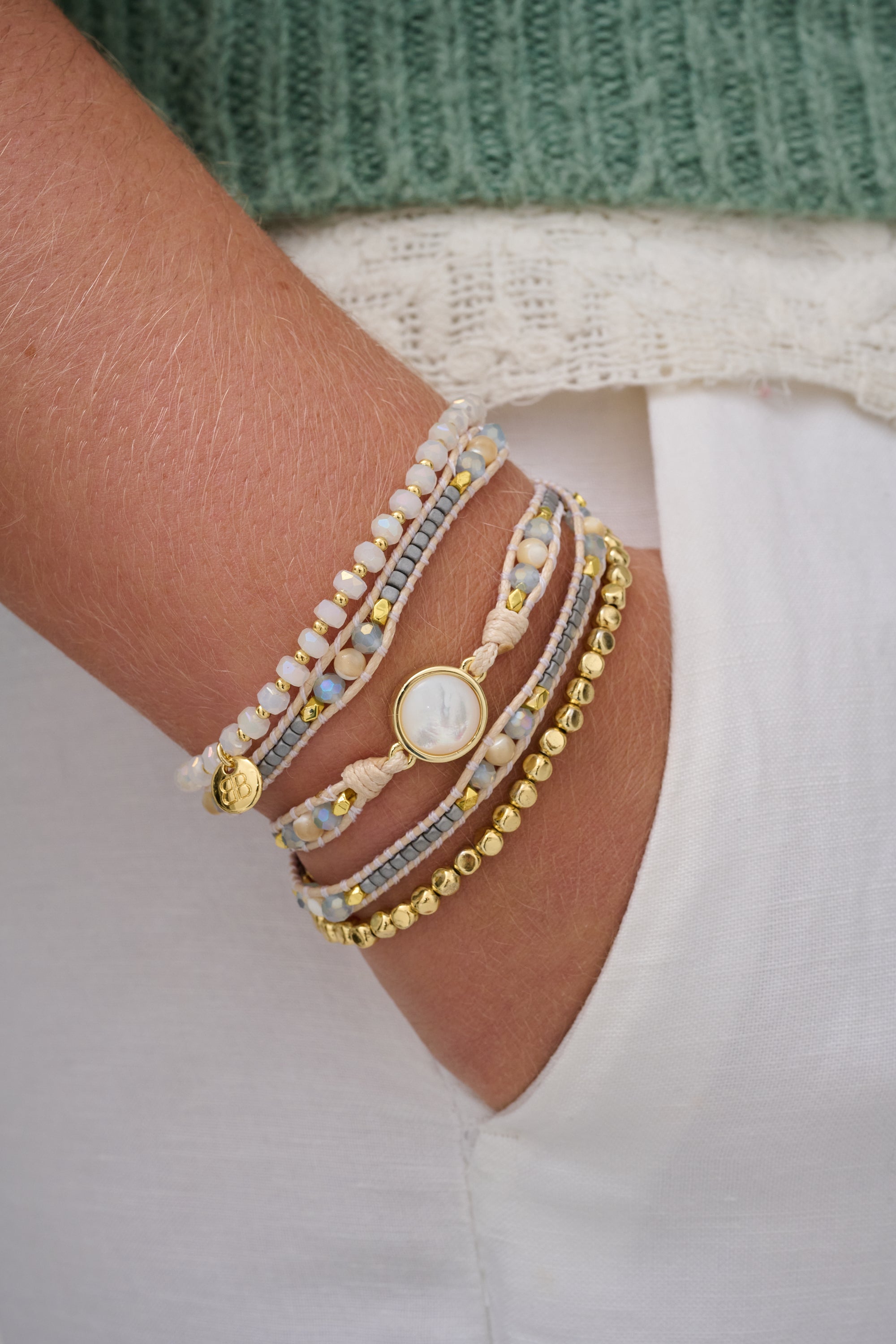 Nacre Pearl Bracelet Stack - Boho Betty