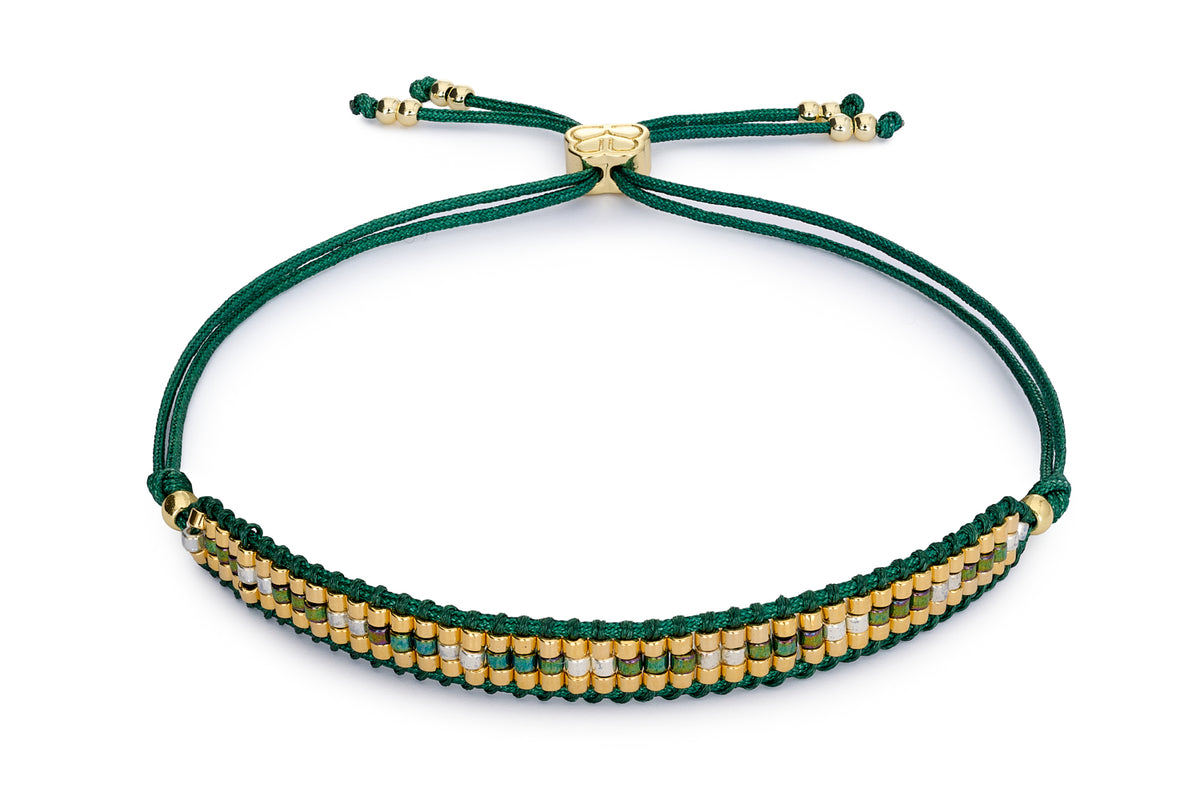 Starshine Emerald Gold Beaded Friendship Bracelet