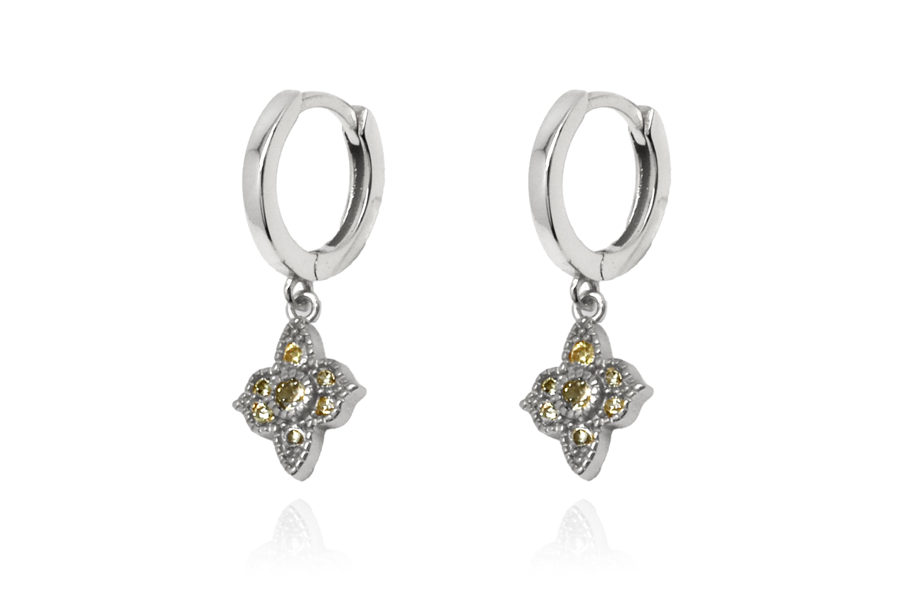 Theron Champagne CZ Silver Hoop Earrings - #color_silver