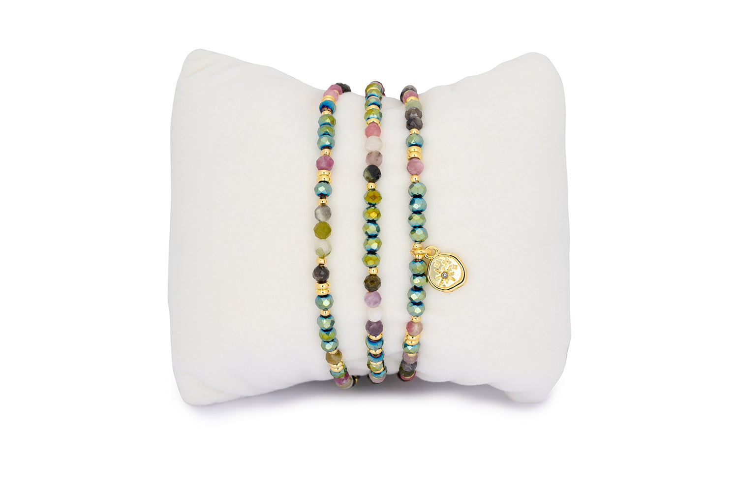 Majuli Gold & Tourmaline Stacking Bracelet - Boho Betty