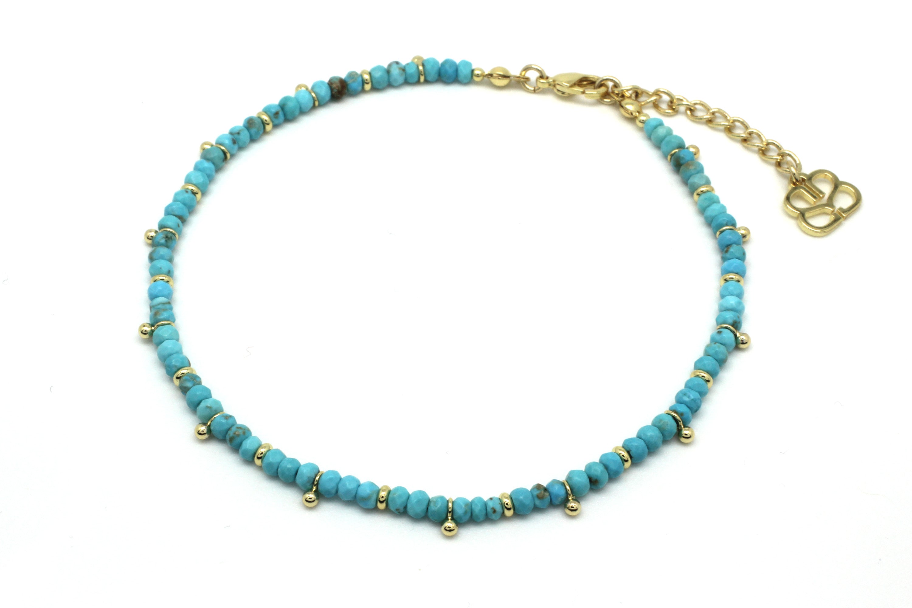 Anse Turquoise Gold Anklet Boho Betty