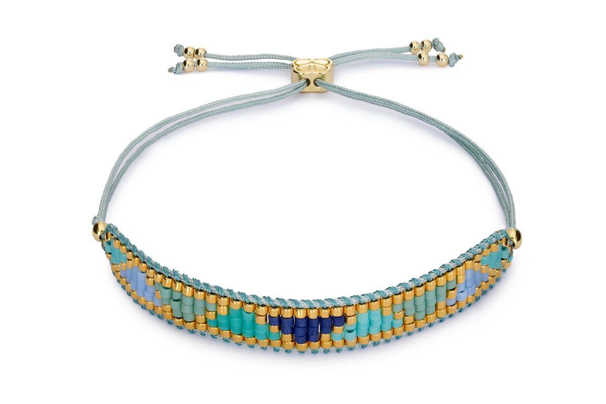 Venus Point Blue & Gold Beaded Bracelet