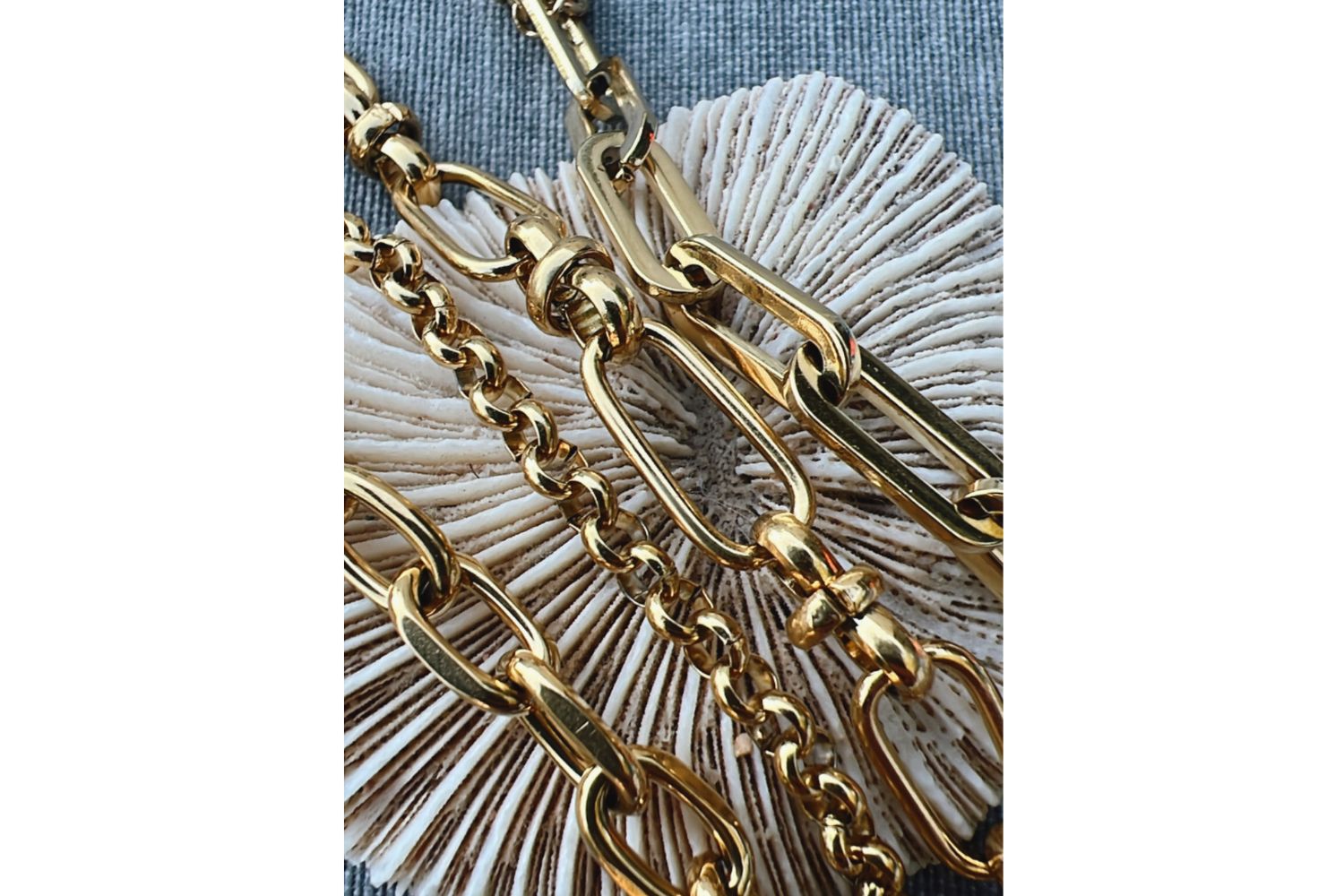 Nyssa Bracelet flat lay with Elena, Xanthe and Persephone Bracelets and natural light reflections.