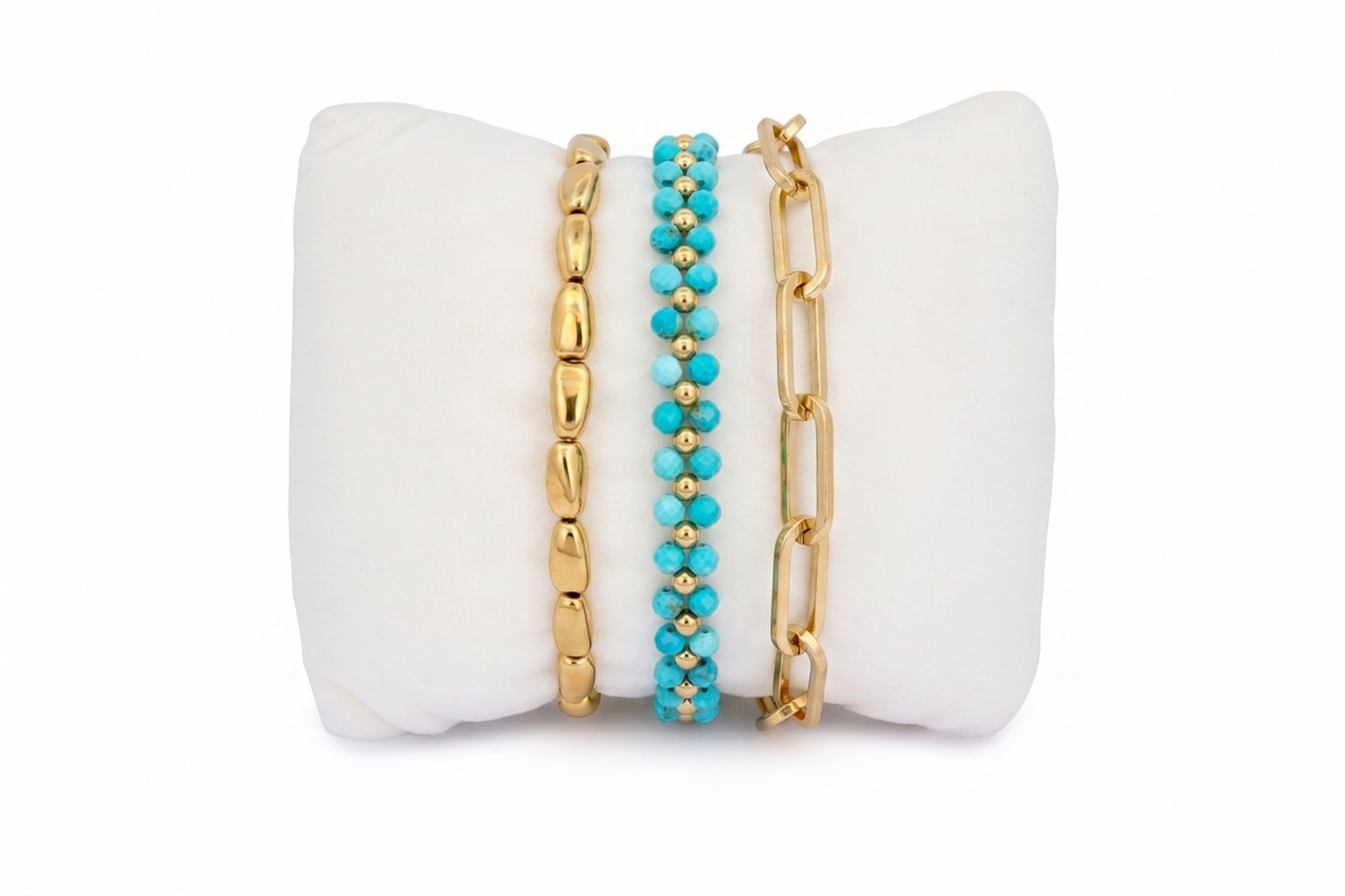 Bazaruto Turquoise and Gold Bracelet Stack - Boho Betty
