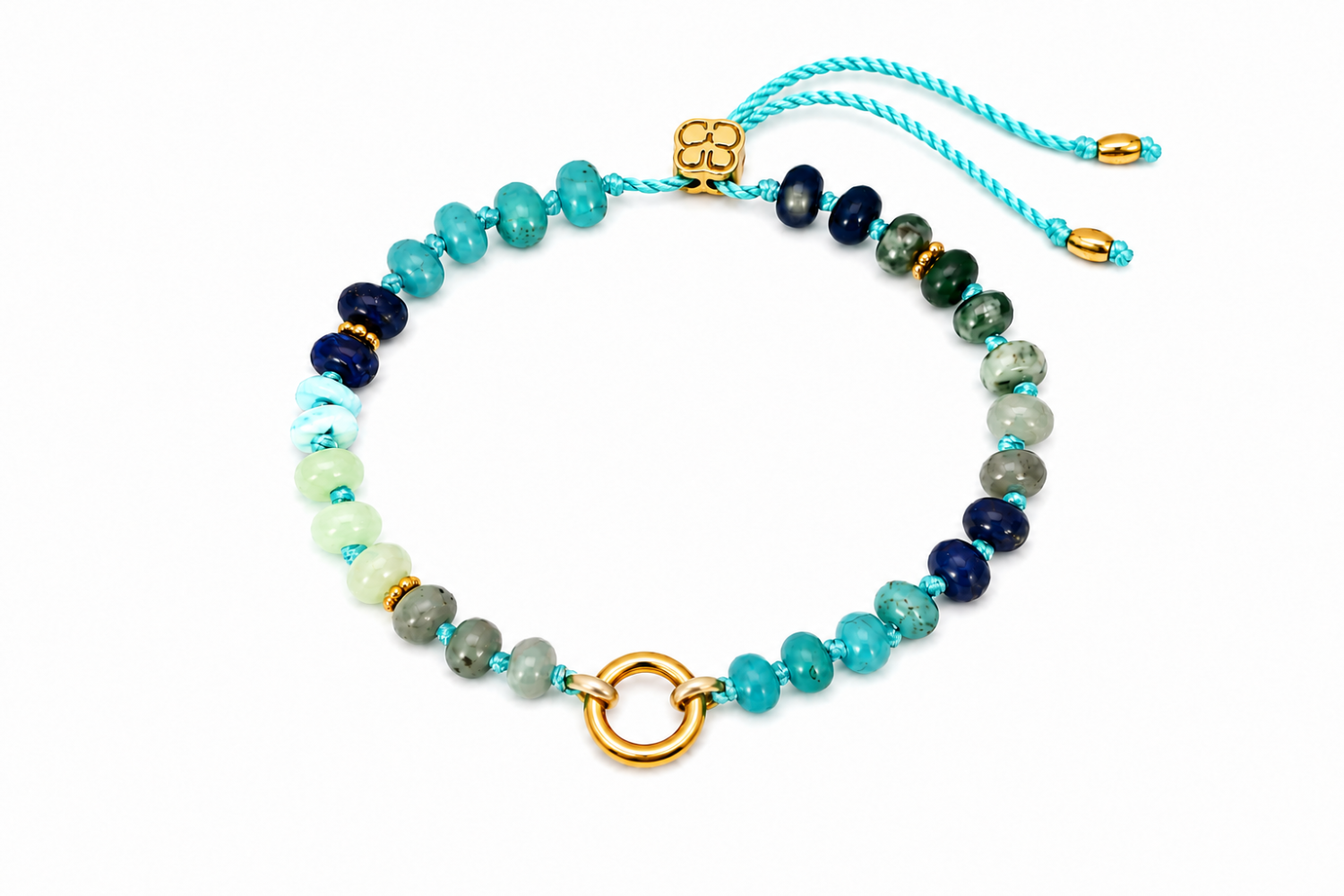 Zaha Blue Gold Charm Carrier Bracelet