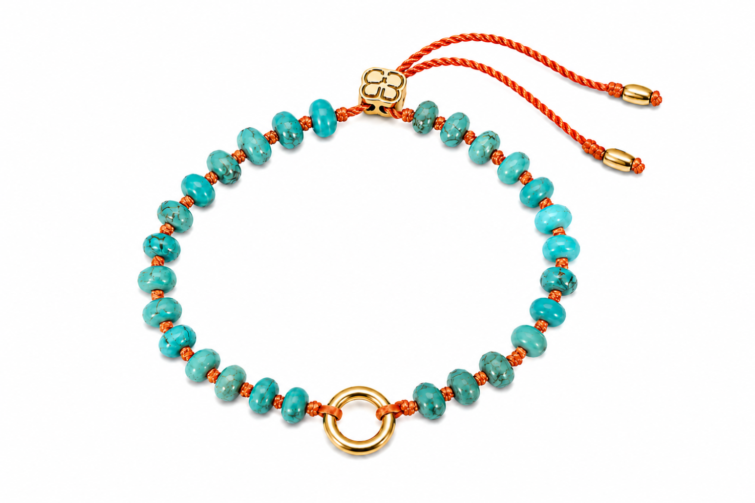 Zaha Turquoise & Orange Gold Charm Carrier Bracelet