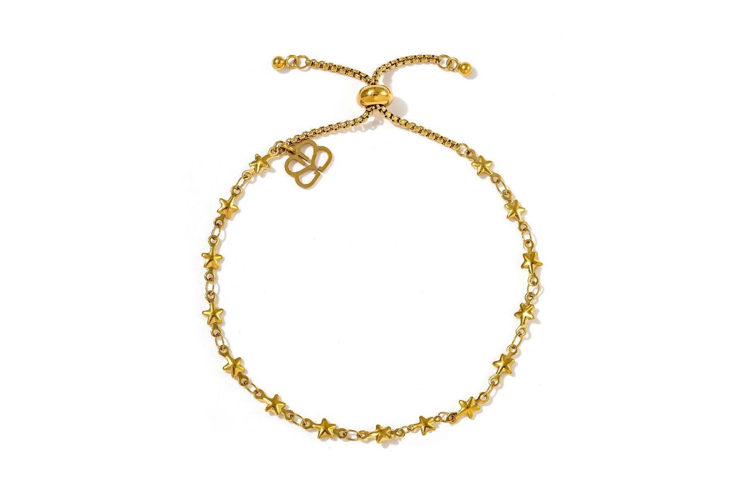 Alina delicate gold star chain slider bracelet by Boho Betty