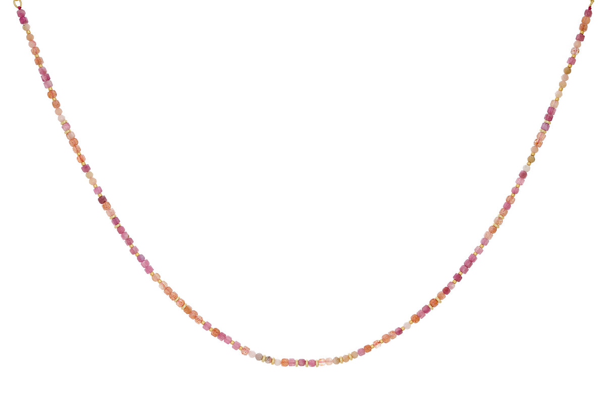 Allegra Gold & Pink Tourmaline Mix Gemstone Necklace