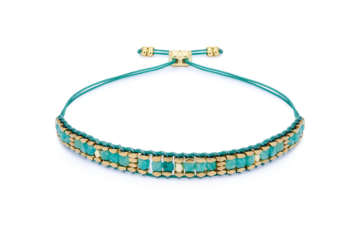 Anastasia Amazonite & Gold Beaded Friendship Bracelet