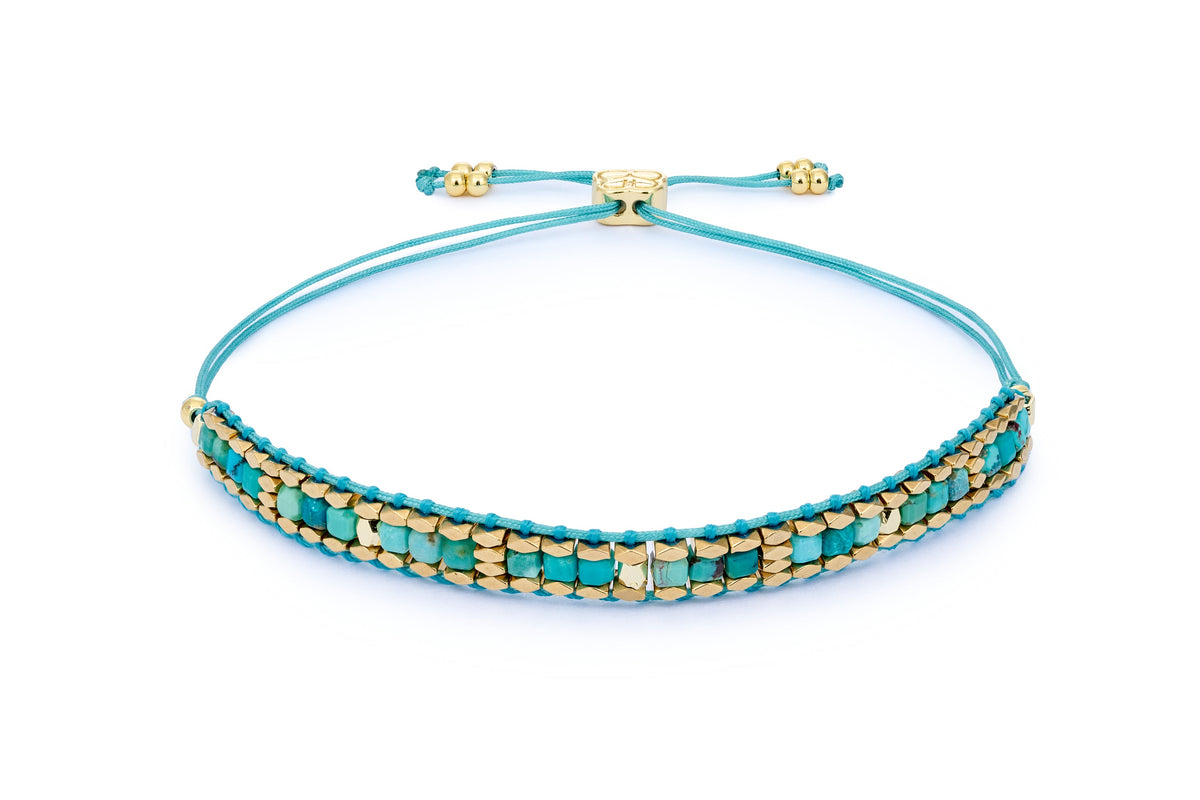 Anastasia Gold & Turquoise Howlite Adjustable Bracelet