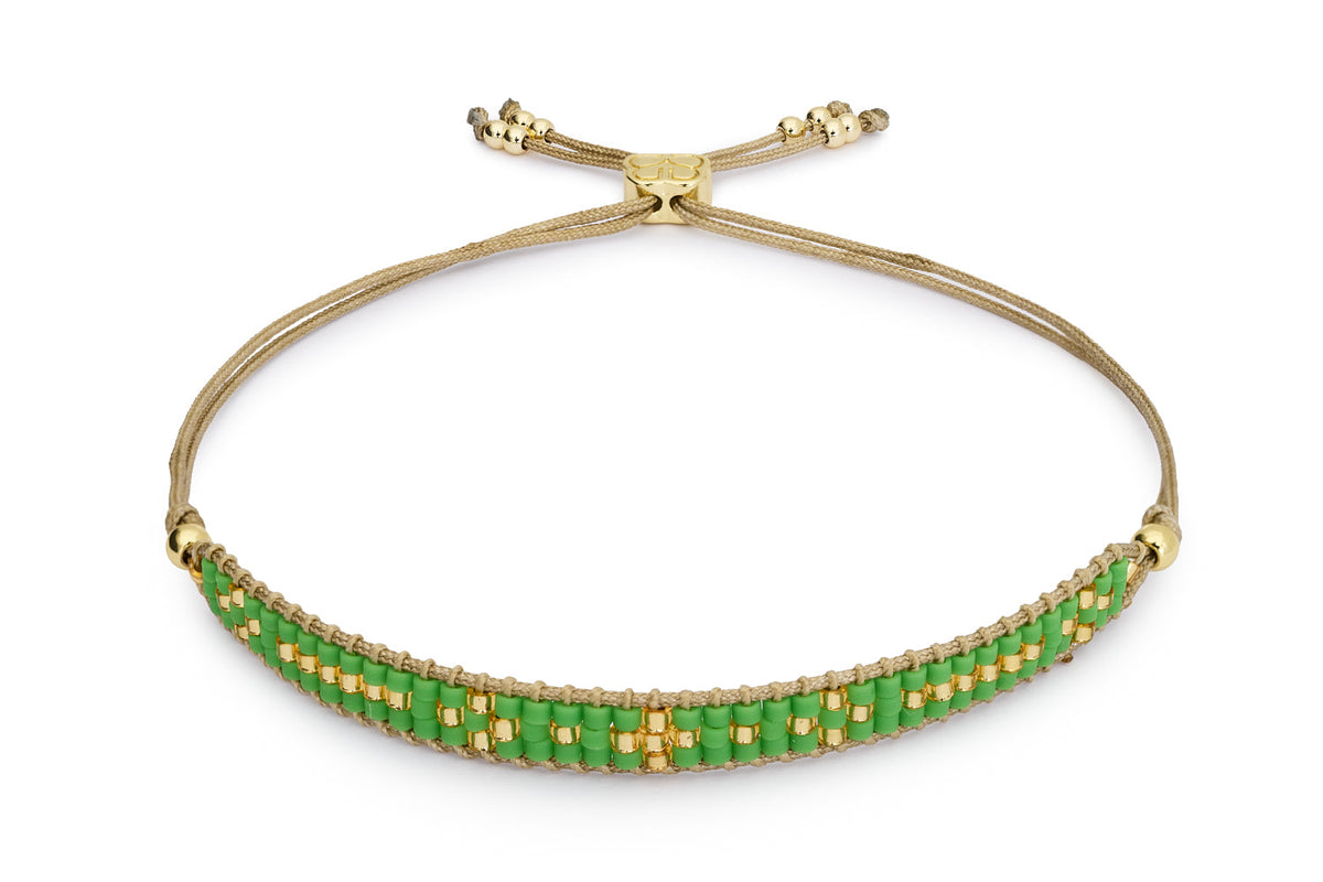 Aslan Green & Gold Beaded Friendship Bracelet
